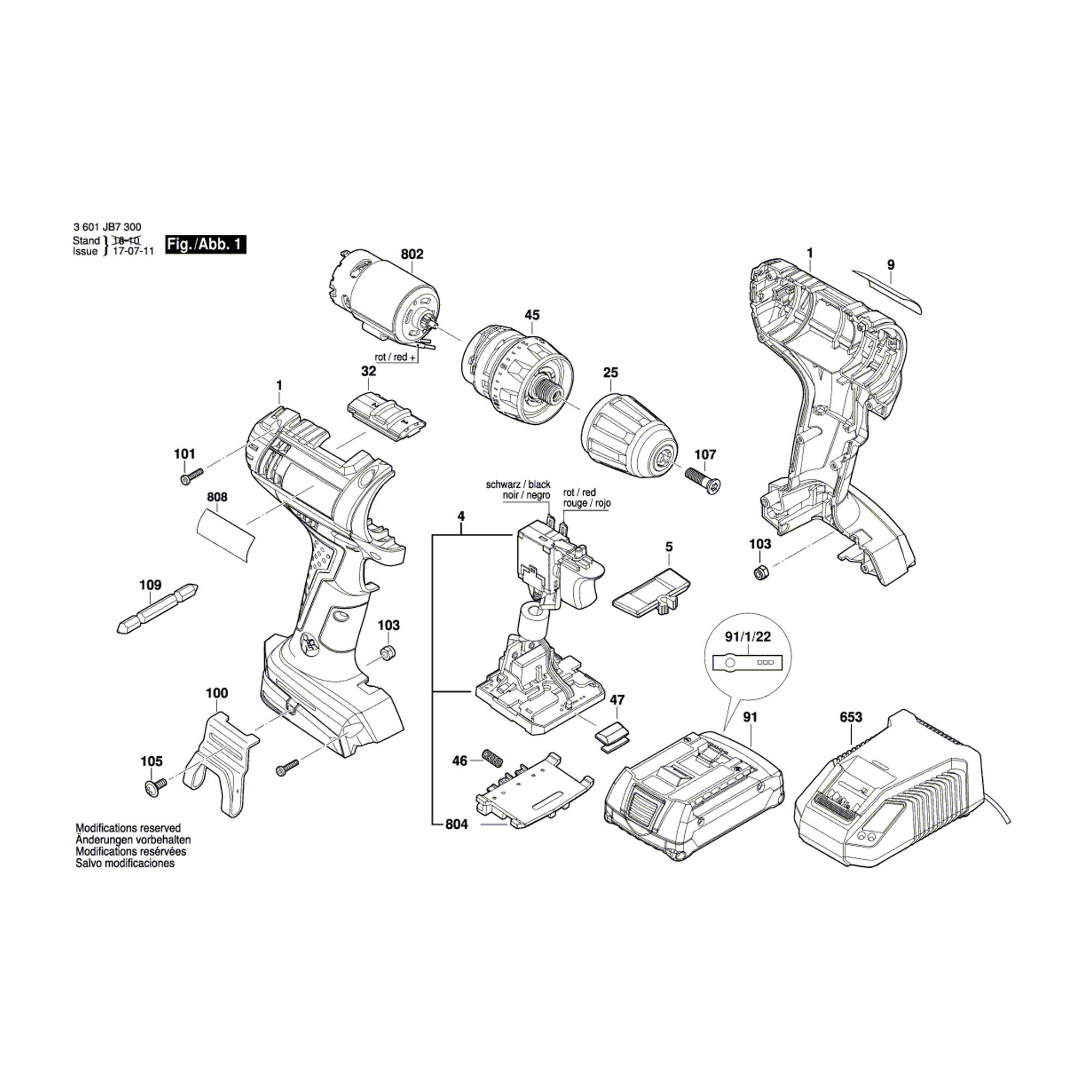 Vue éclatée Bosch GSR18-2-LI 3601JB7300 #01