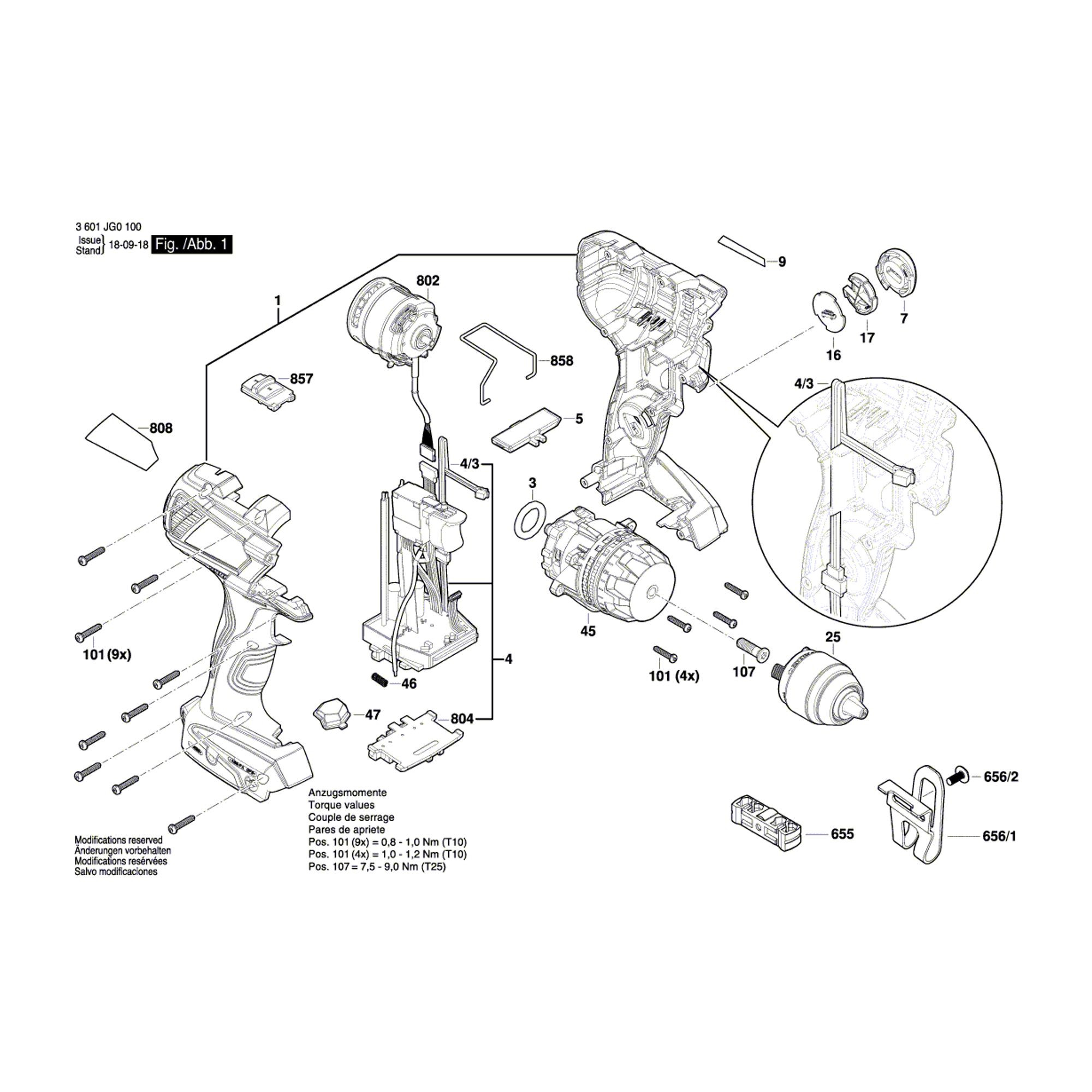 Vue éclatée Bosch GSR18V-110C 3601JG0101 #01