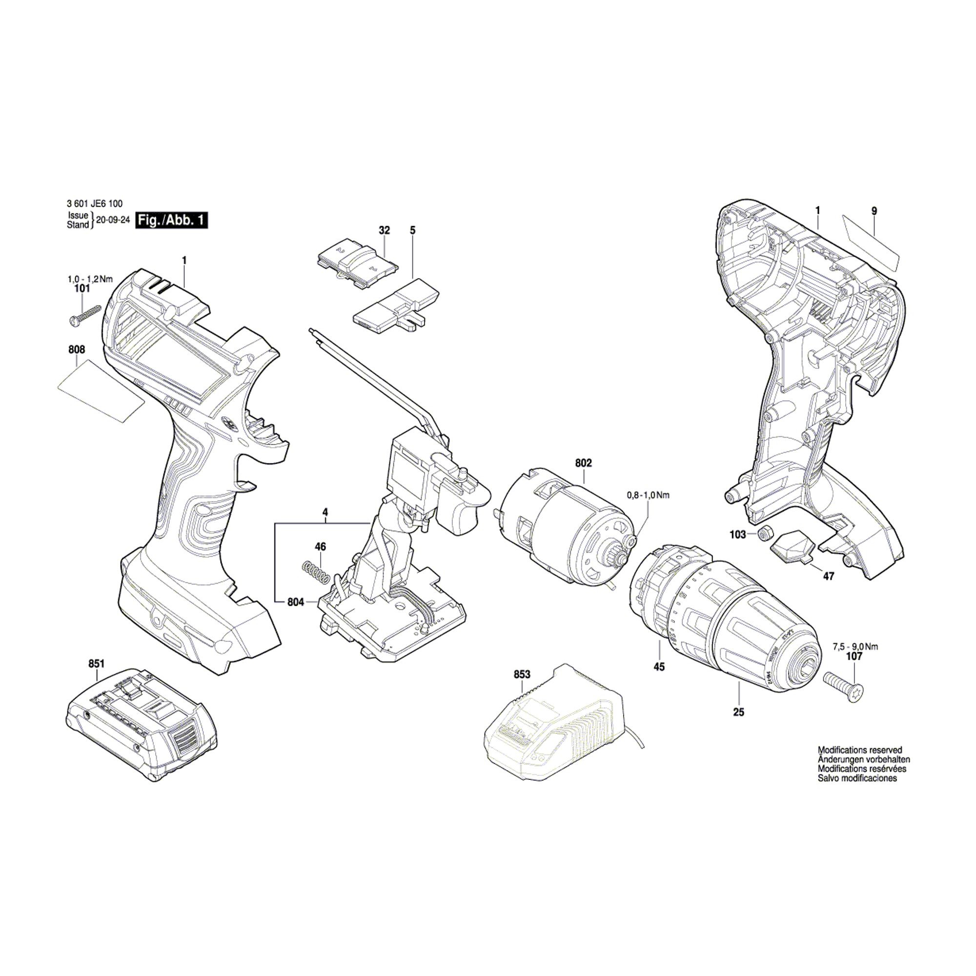 Vue éclatée Bosch GSR18V-28 3601JE6101 #01