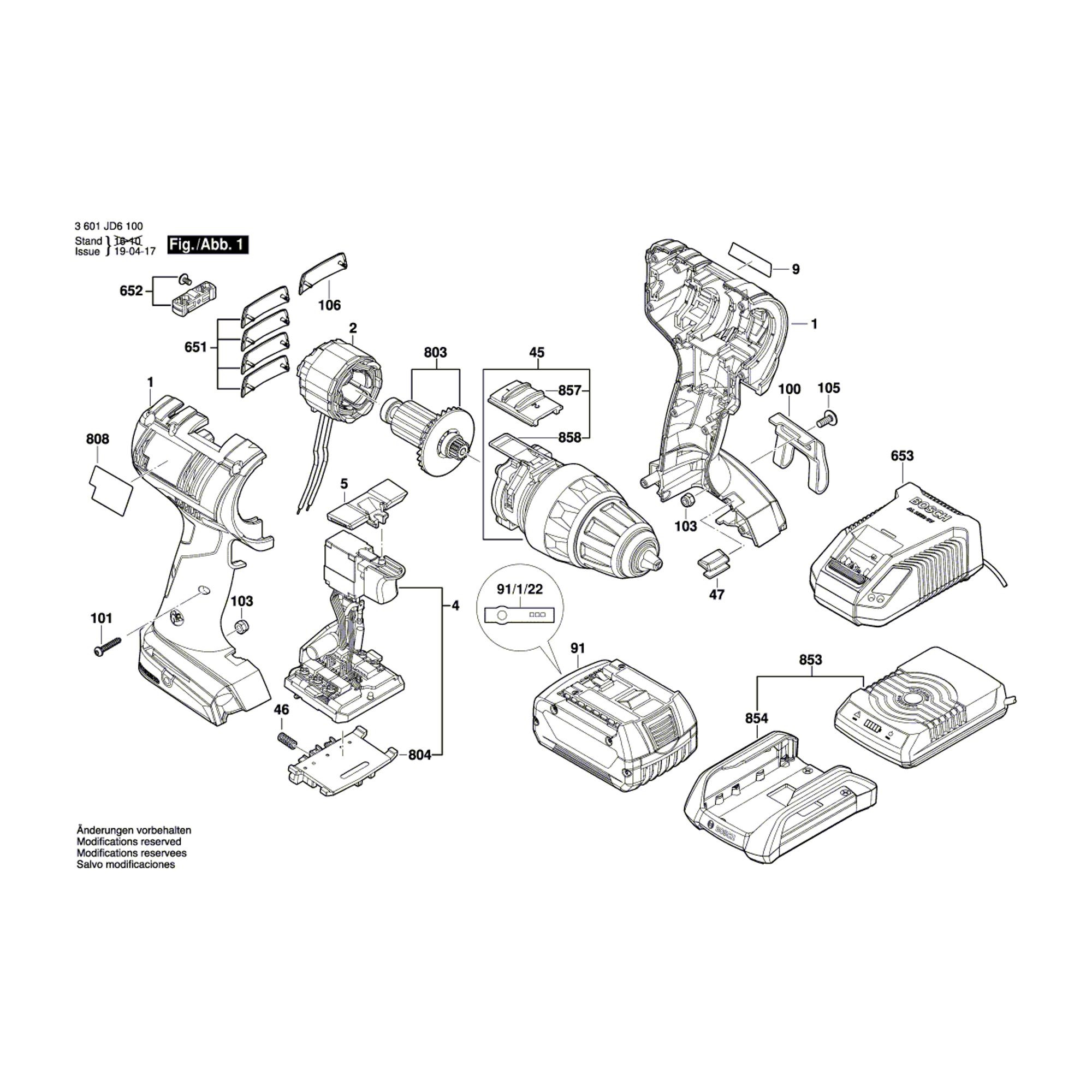 Vue éclatée Bosch GSR18V-EC 3601JD6100 #01