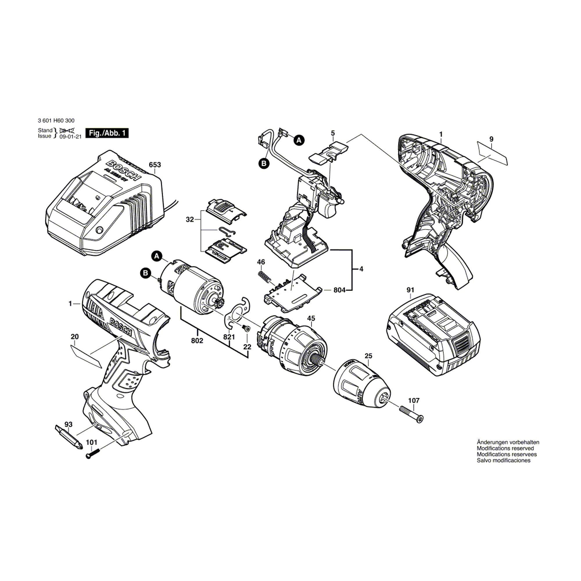 Pièces détachées Perceuse-visseuse BOSCH GSR 18 V-LI 3601H60300 - Pièces  détachées BOSCH - Pièces détachées