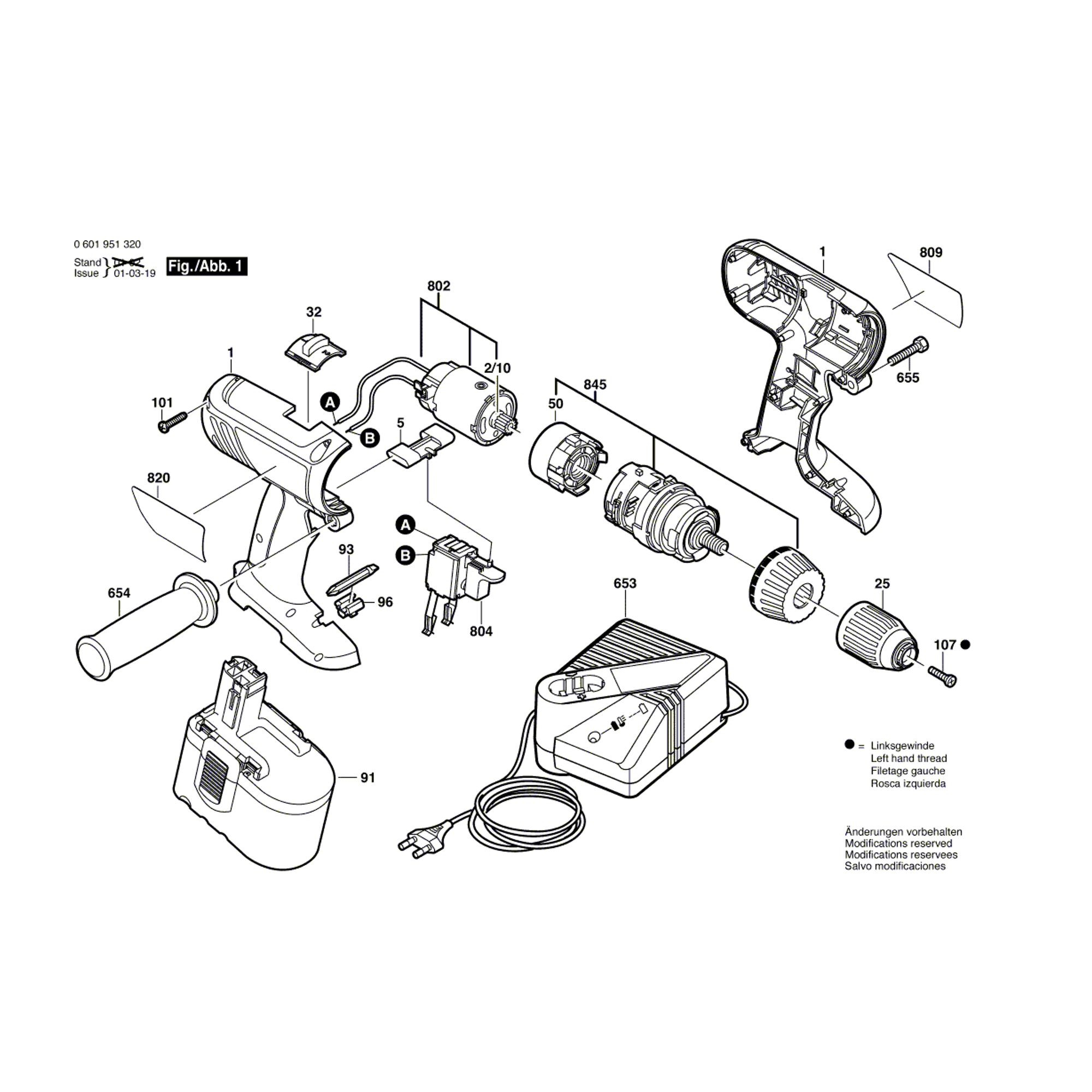 Vue éclatée Bosch GSR18VE-2 0601951320 #01