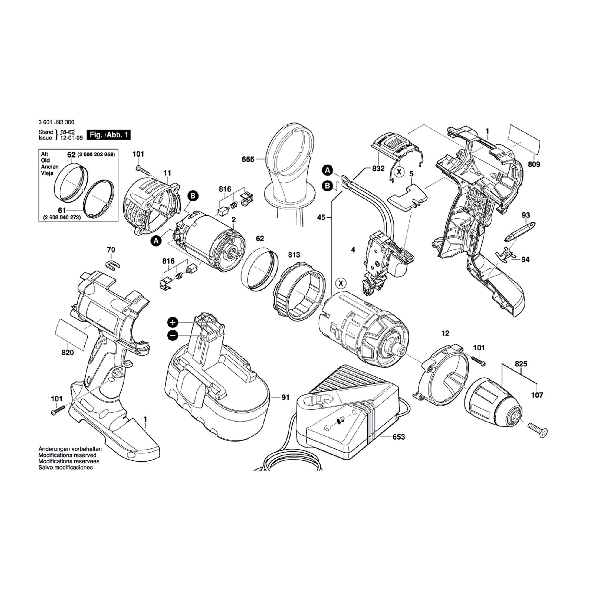 Vue éclatée Bosch GSR18VE-2 3601J93300 #01