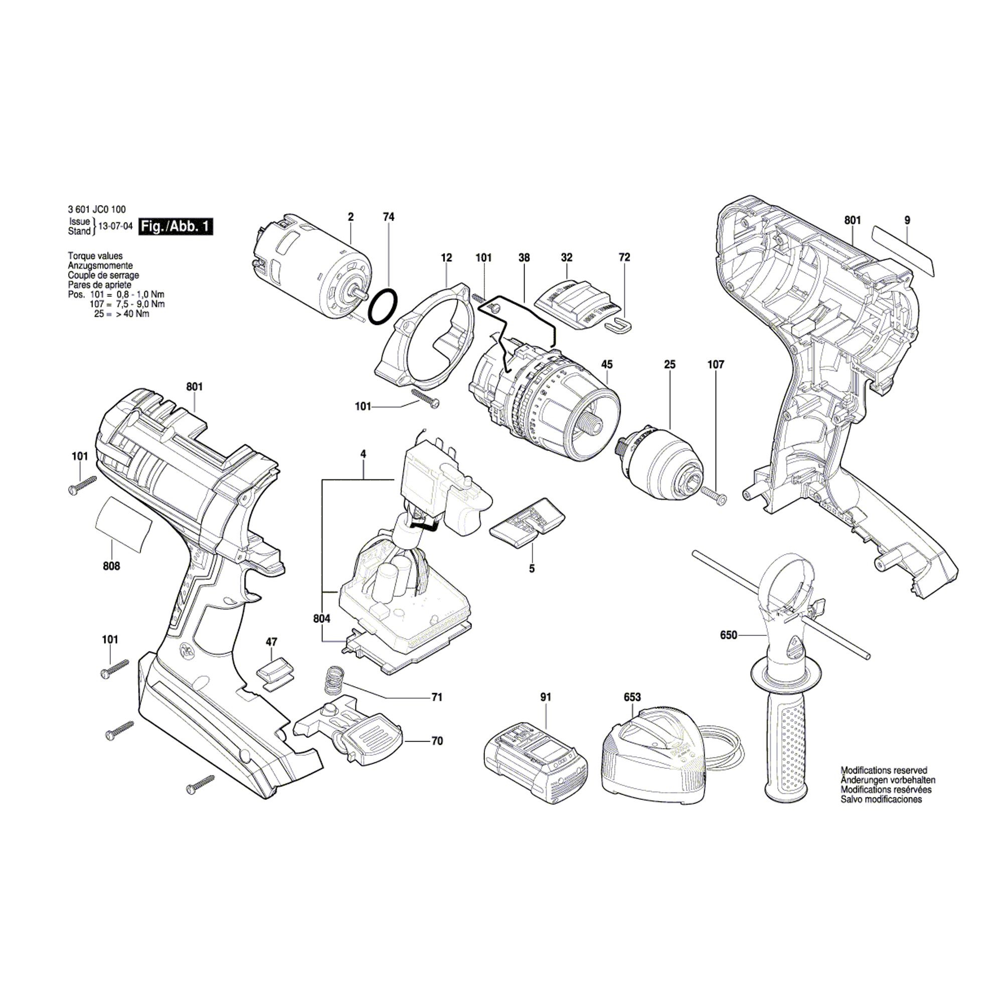 Vue éclatée Bosch GSR36VE-2-LI 3601JC0100 #01