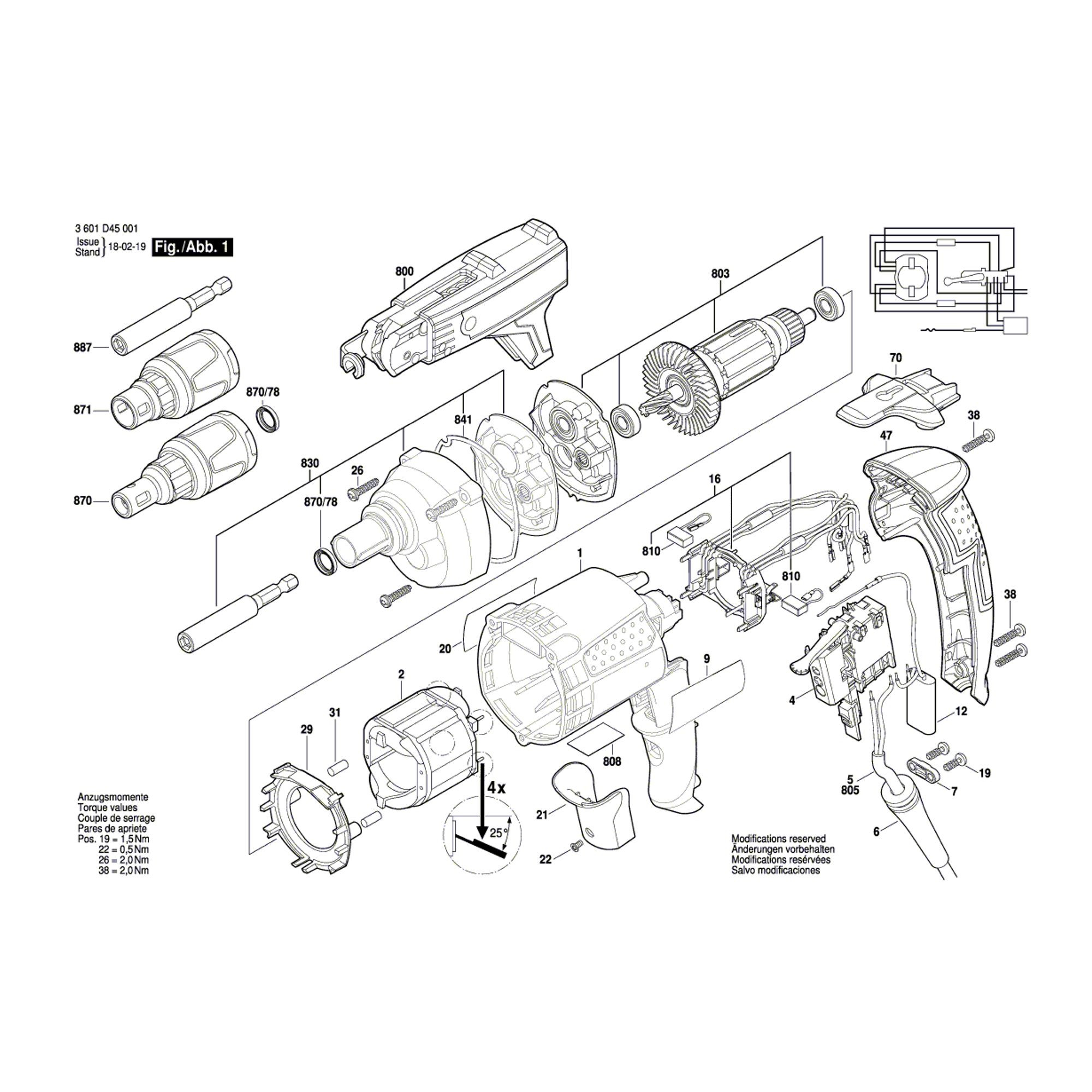 Vue éclatée Bosch GSR6-25TE 3601D45001 #01
