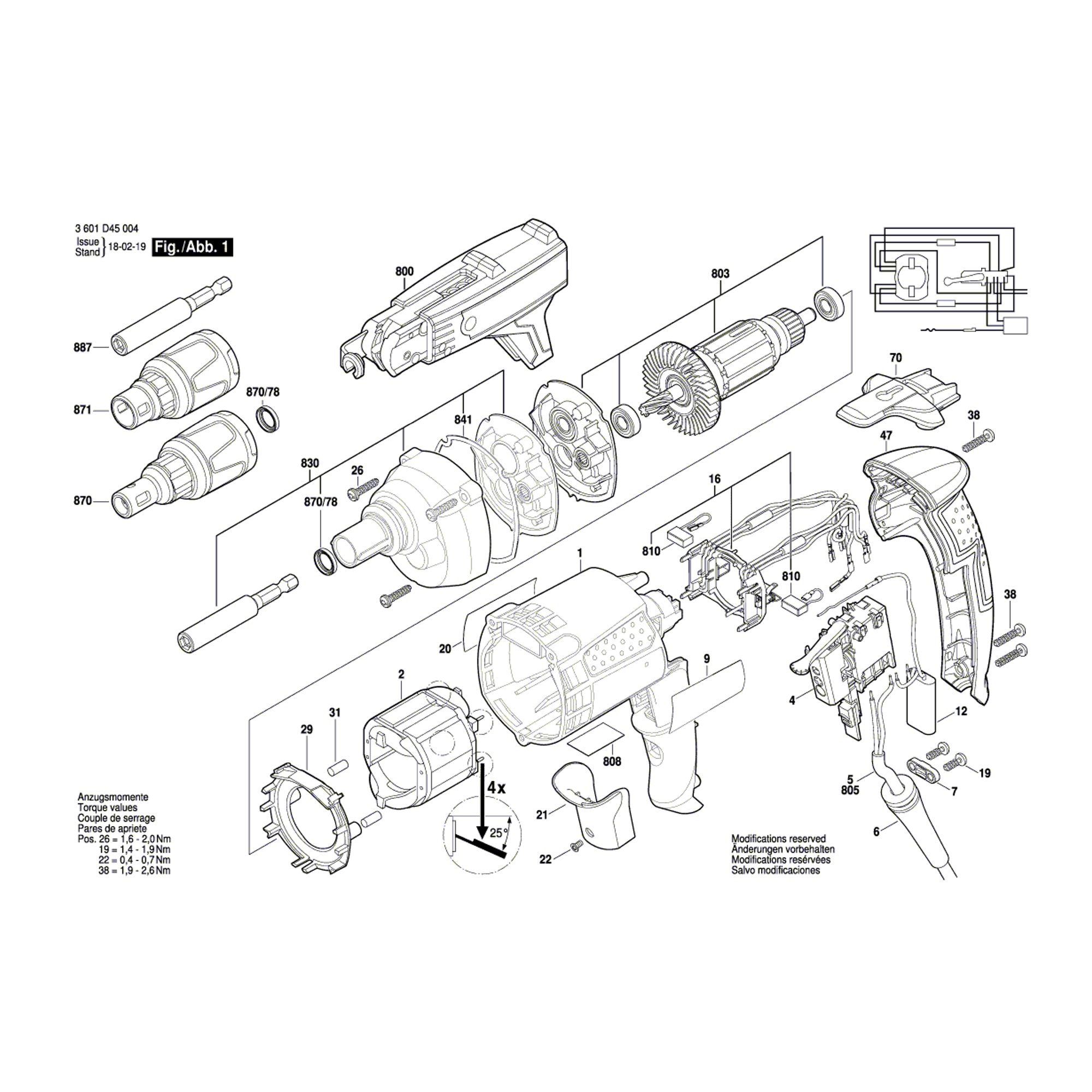 Vue éclatée Bosch GSR6-25TE 3601D45004 #01