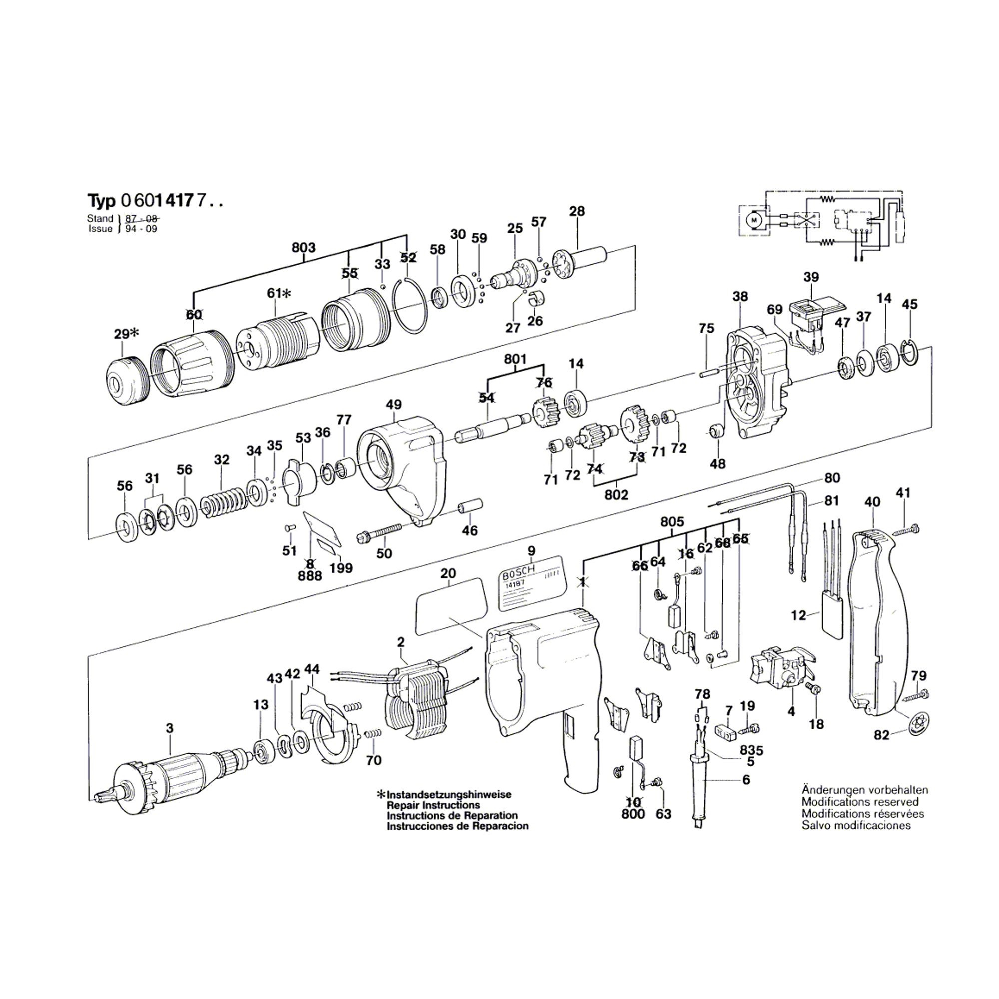 Vue éclatée Bosch GSR6-6KE 0601417703 #01