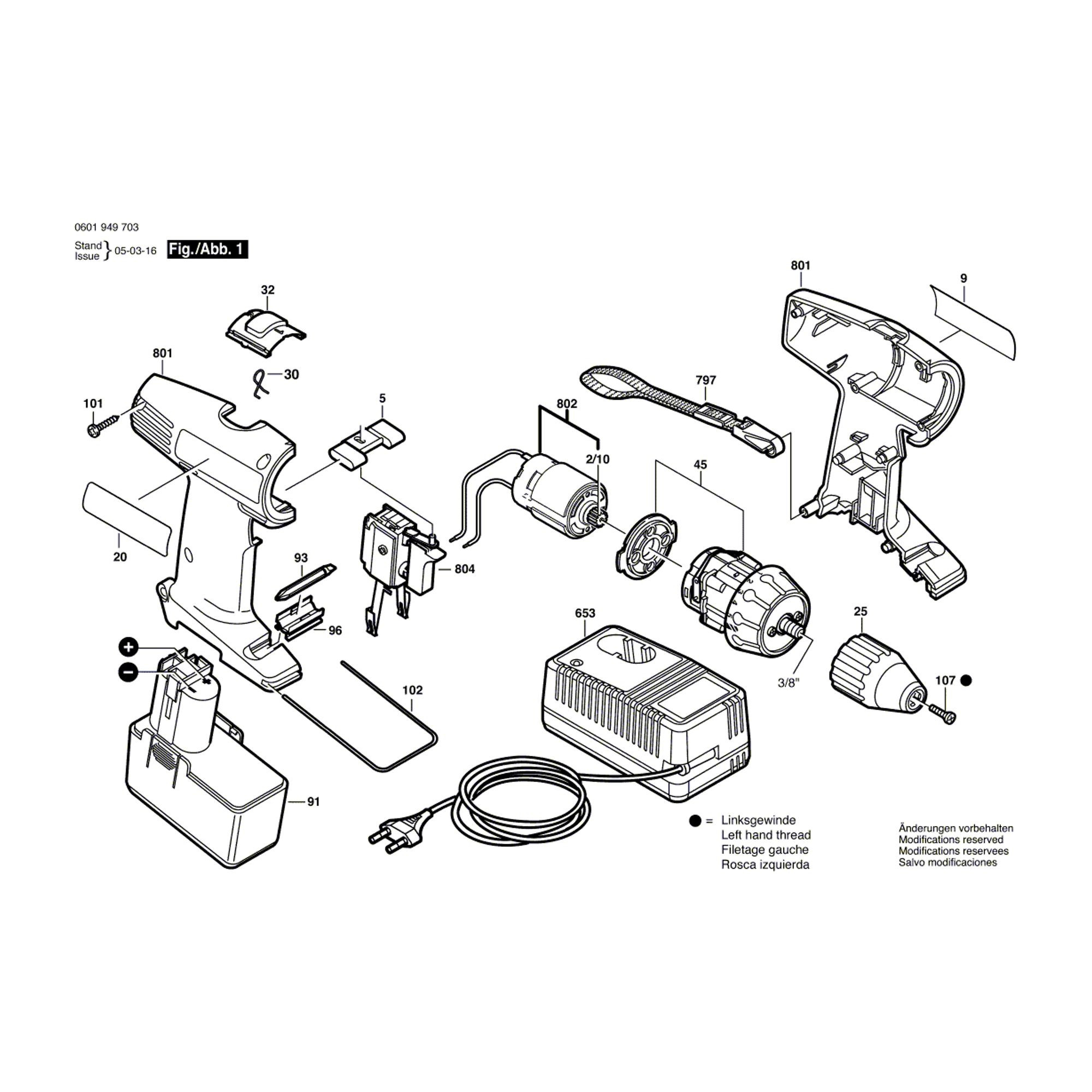 Vue éclatée Bosch GSR7,2V 0601949723 #01