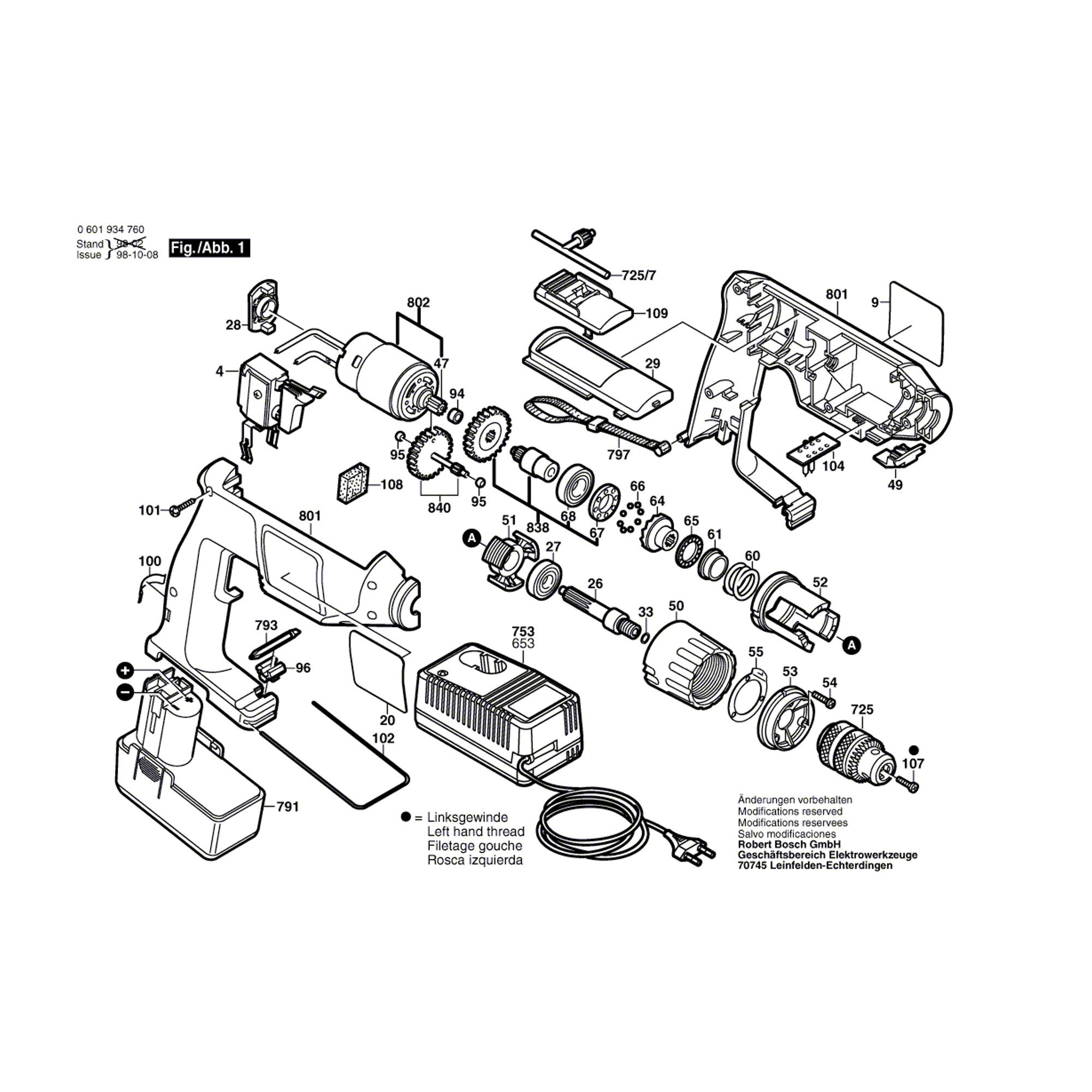 Vue éclatée Bosch GSR7,2VE-1 0601934770 #01