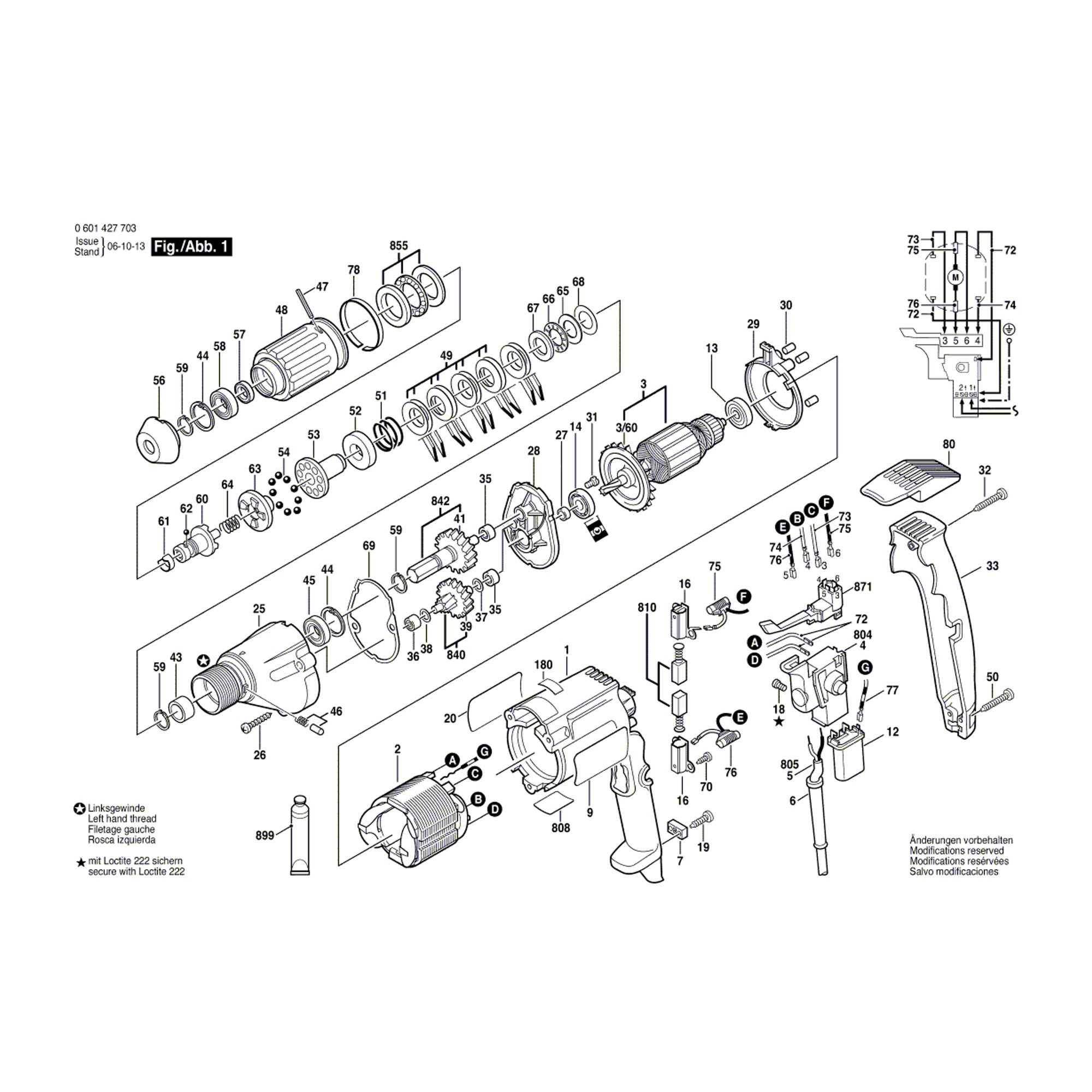 Vue éclatée Bosch GSR8-16KE 0601427703 #01