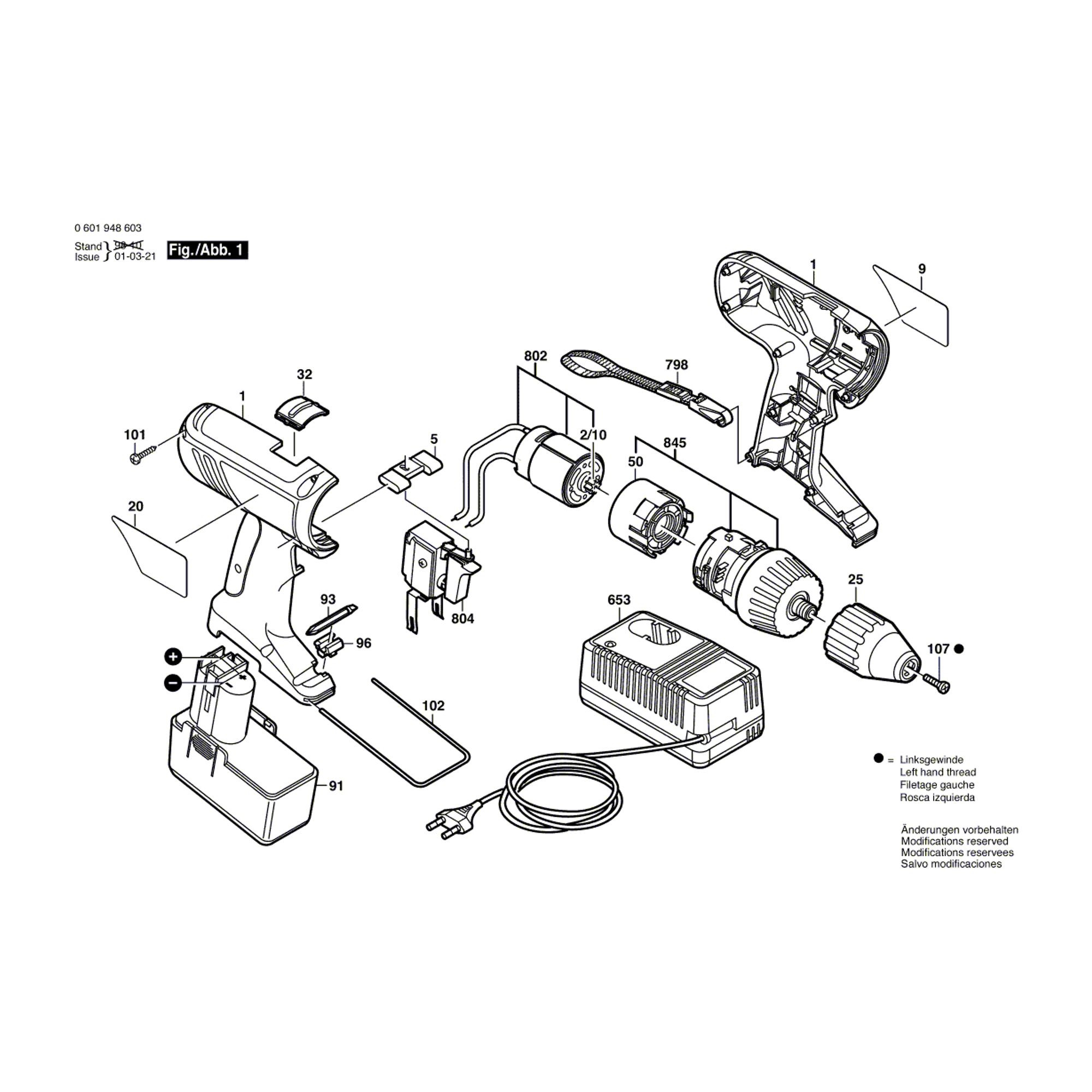Vue éclatée Bosch GSR9,6VE-2 06019486AE #01