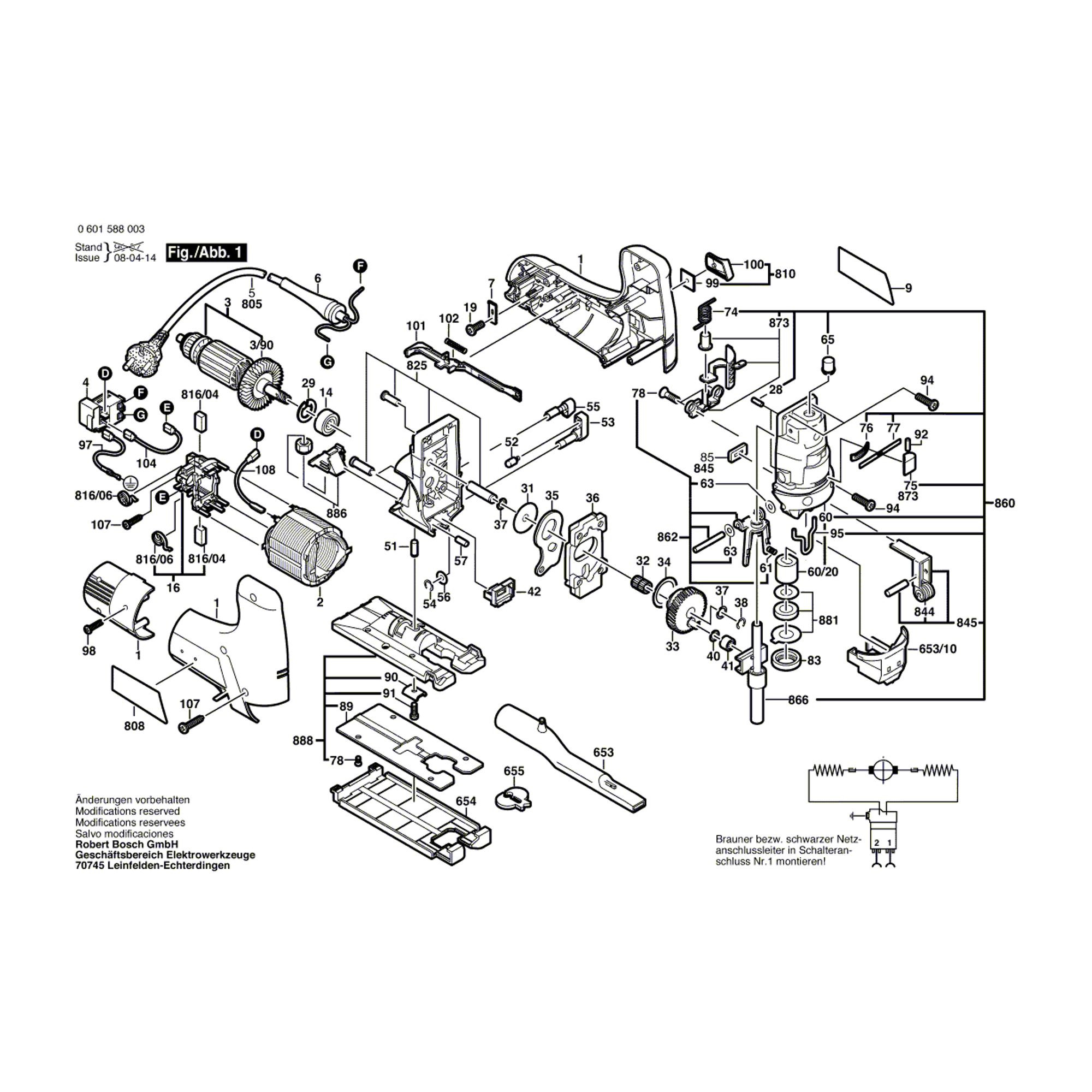 Vue éclatée Bosch GST100 0601588003 #01