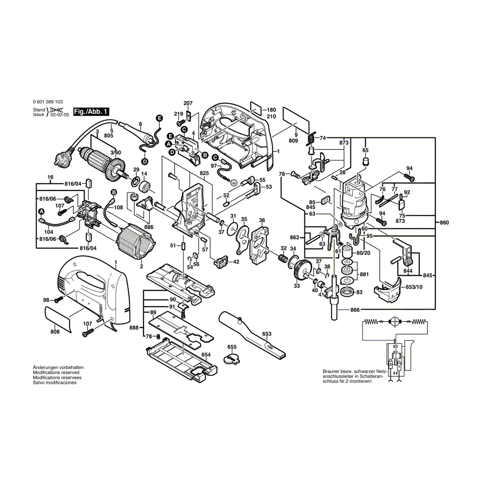 Vue éclatée Bosch GST100B 0601589103 #01