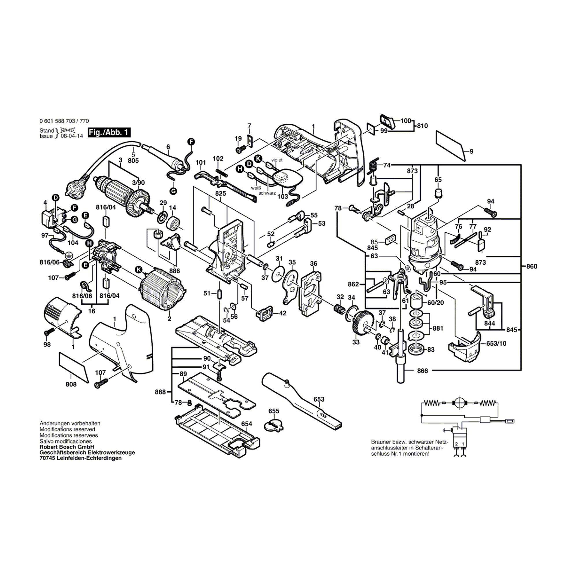 Vue éclatée Bosch GST100CE 0601588703 #01
