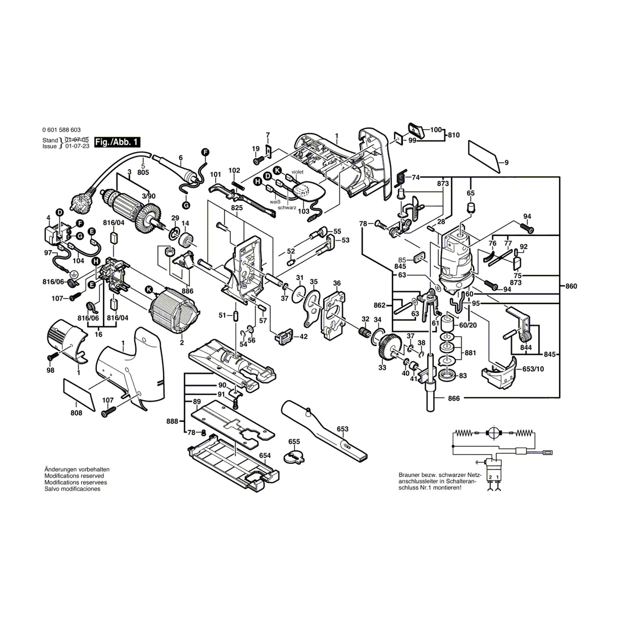 Vue éclatée Bosch GST100CE 0601588760 #01