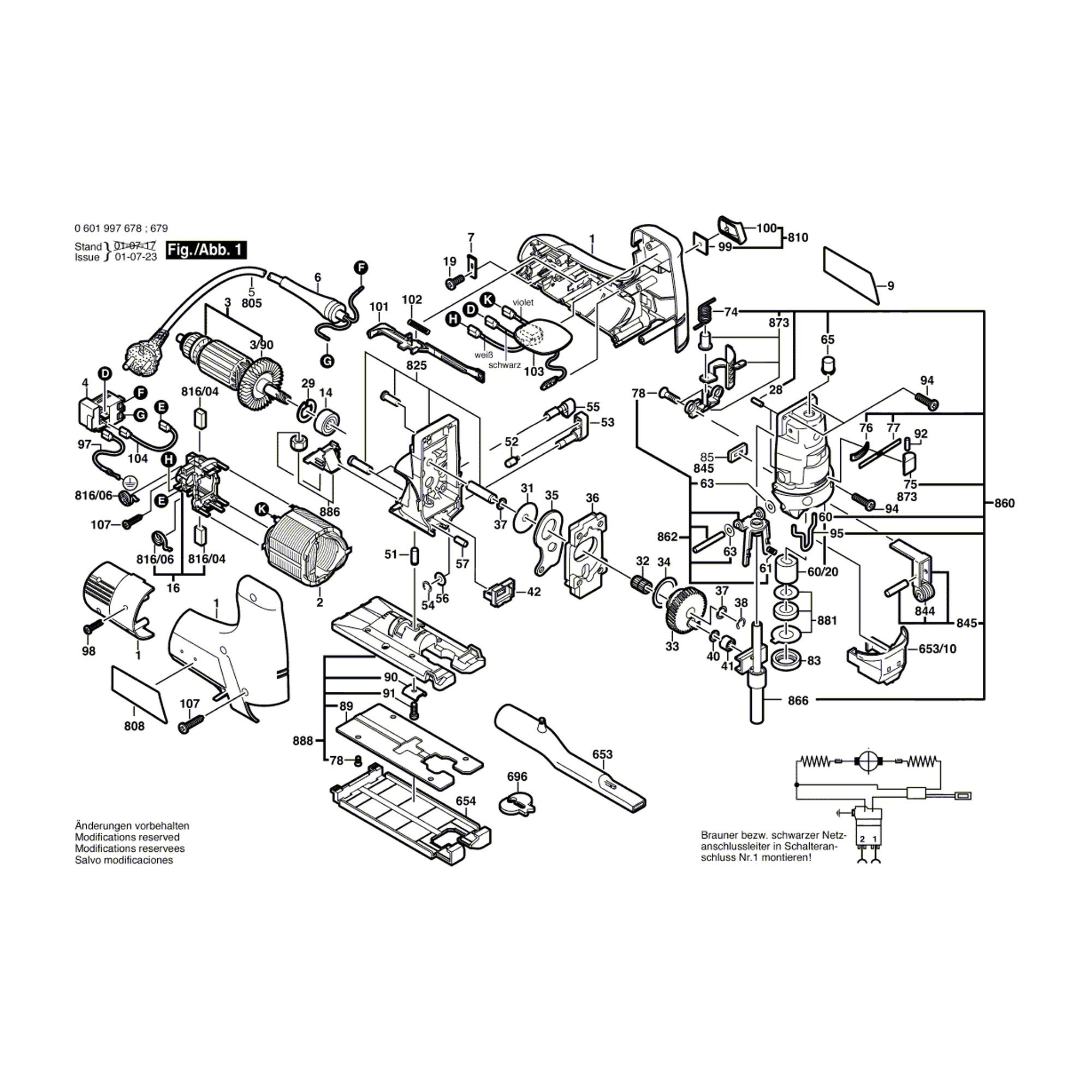 Vue éclatée Bosch GST100CE 0601997678 #01