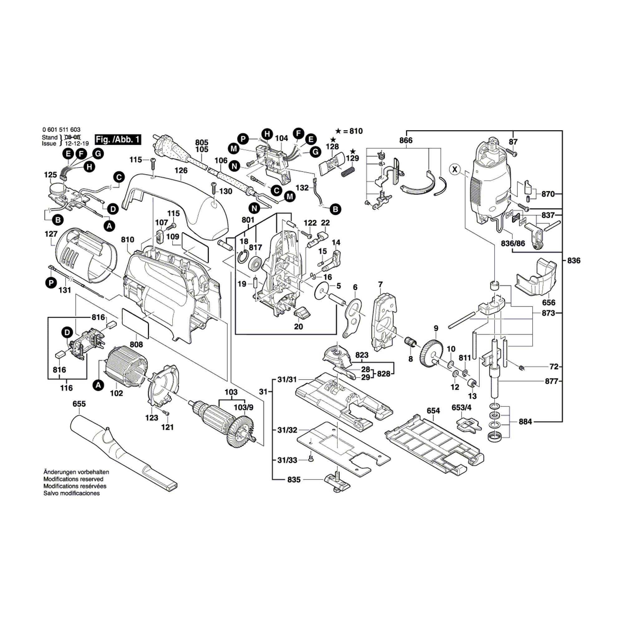 Vue éclatée Bosch GST120BE 0601511603 #01