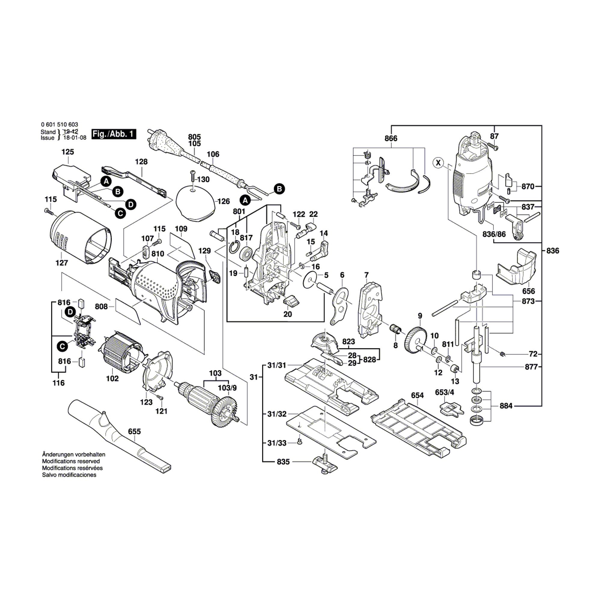 Vue éclatée Bosch GST120E 0601510603 #01