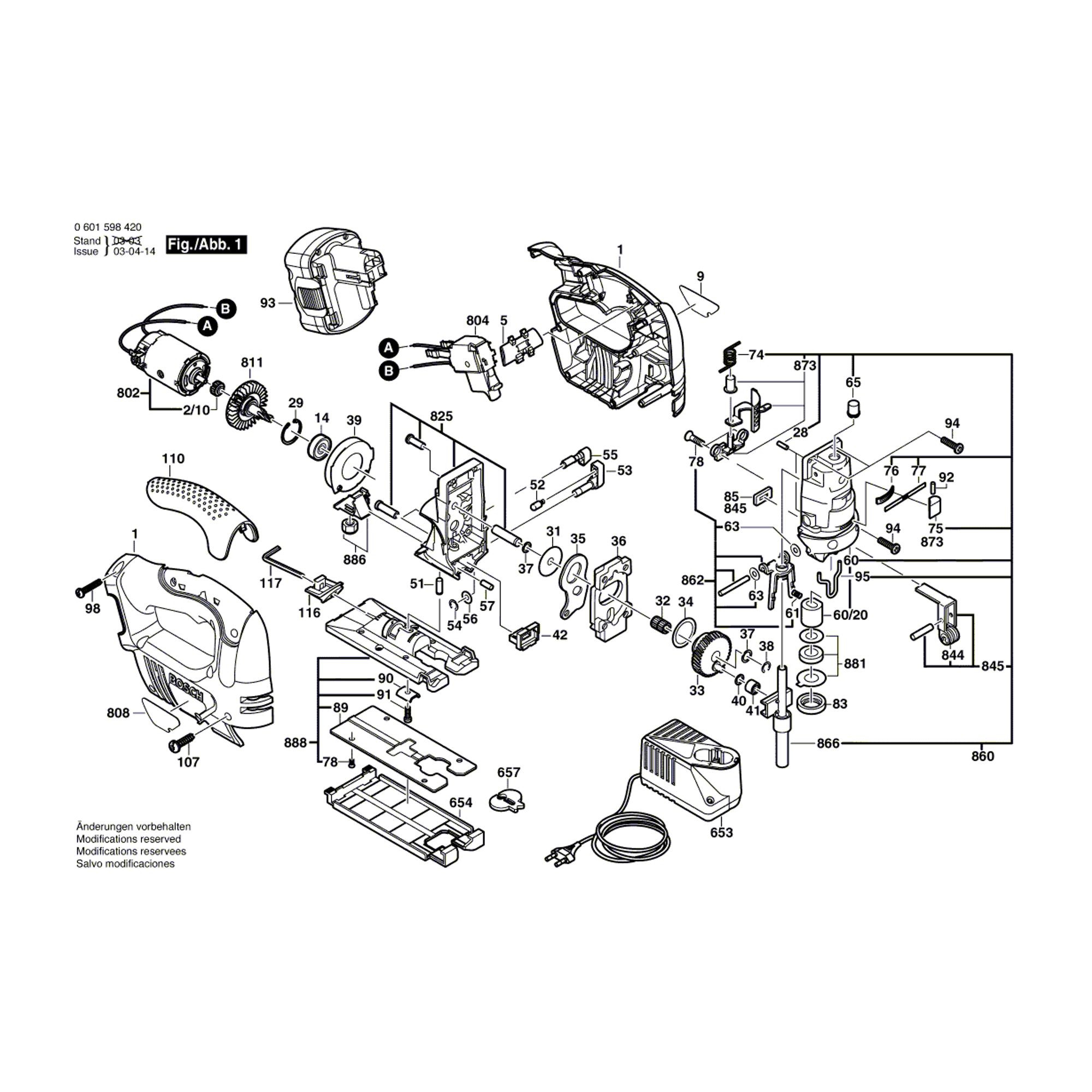 Vue éclatée Bosch GST14,4V 0601598420 #01