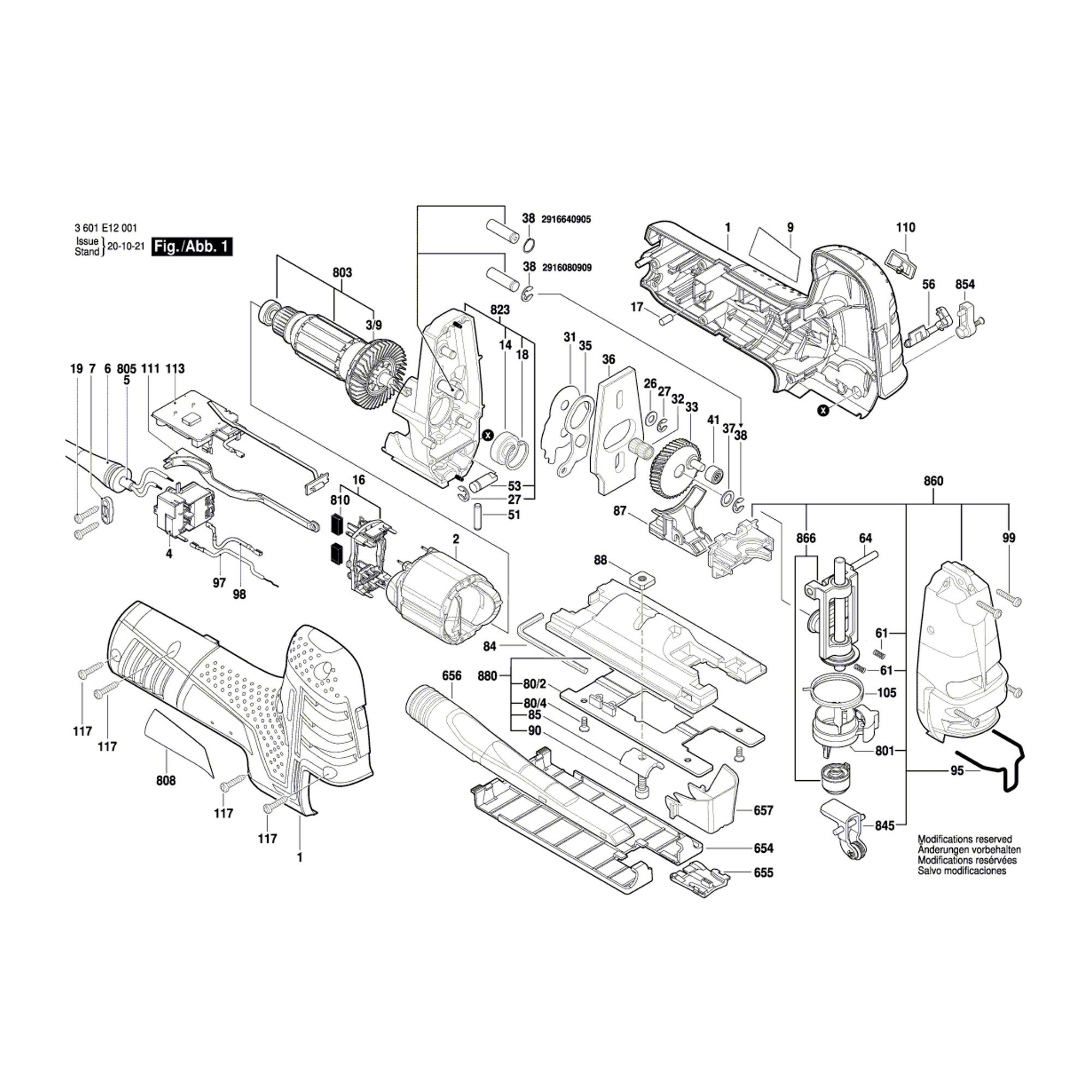 Vue éclatée Bosch GST150CE 3601E12001 #01