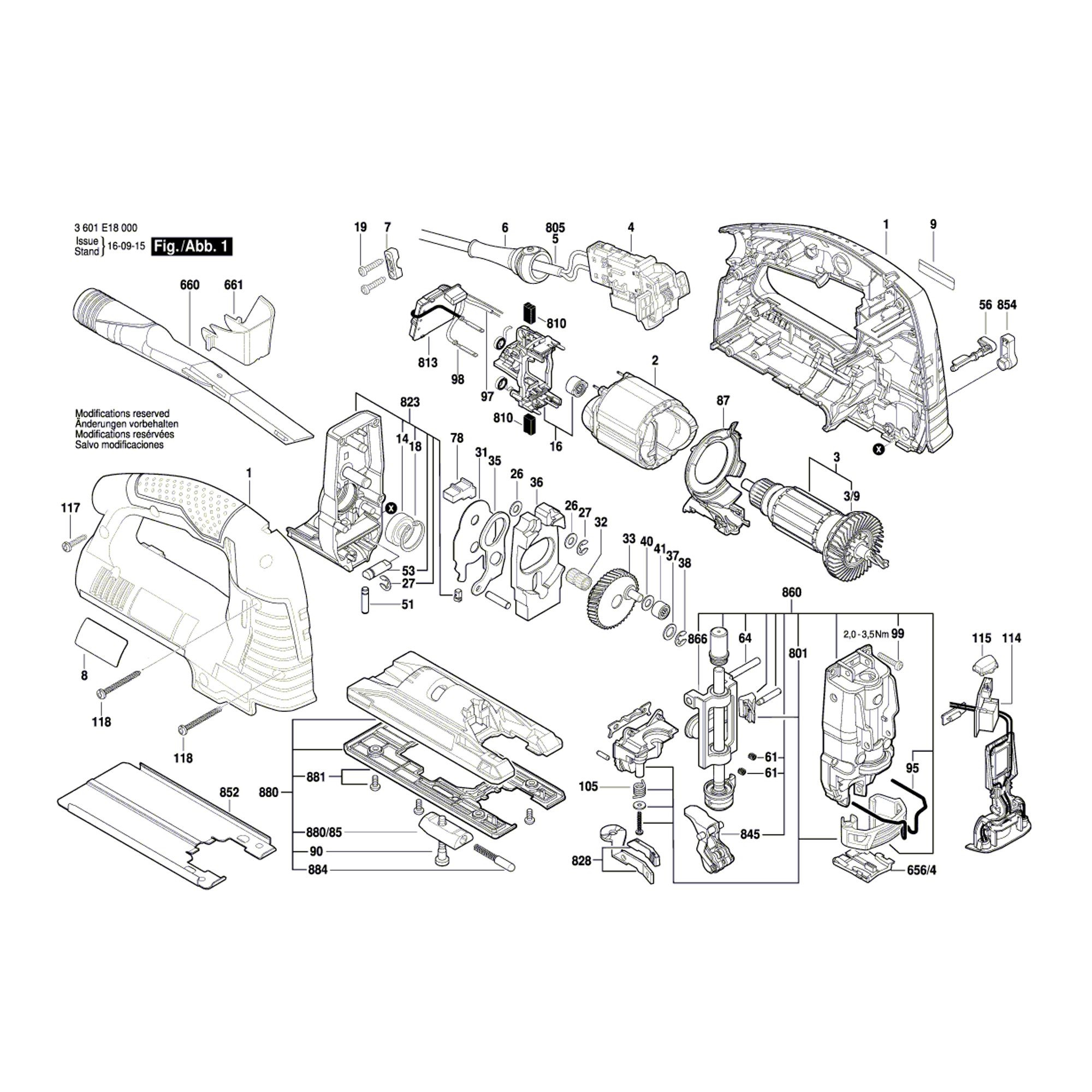 Vue éclatée Bosch GST160BCE 3601E18000 #01