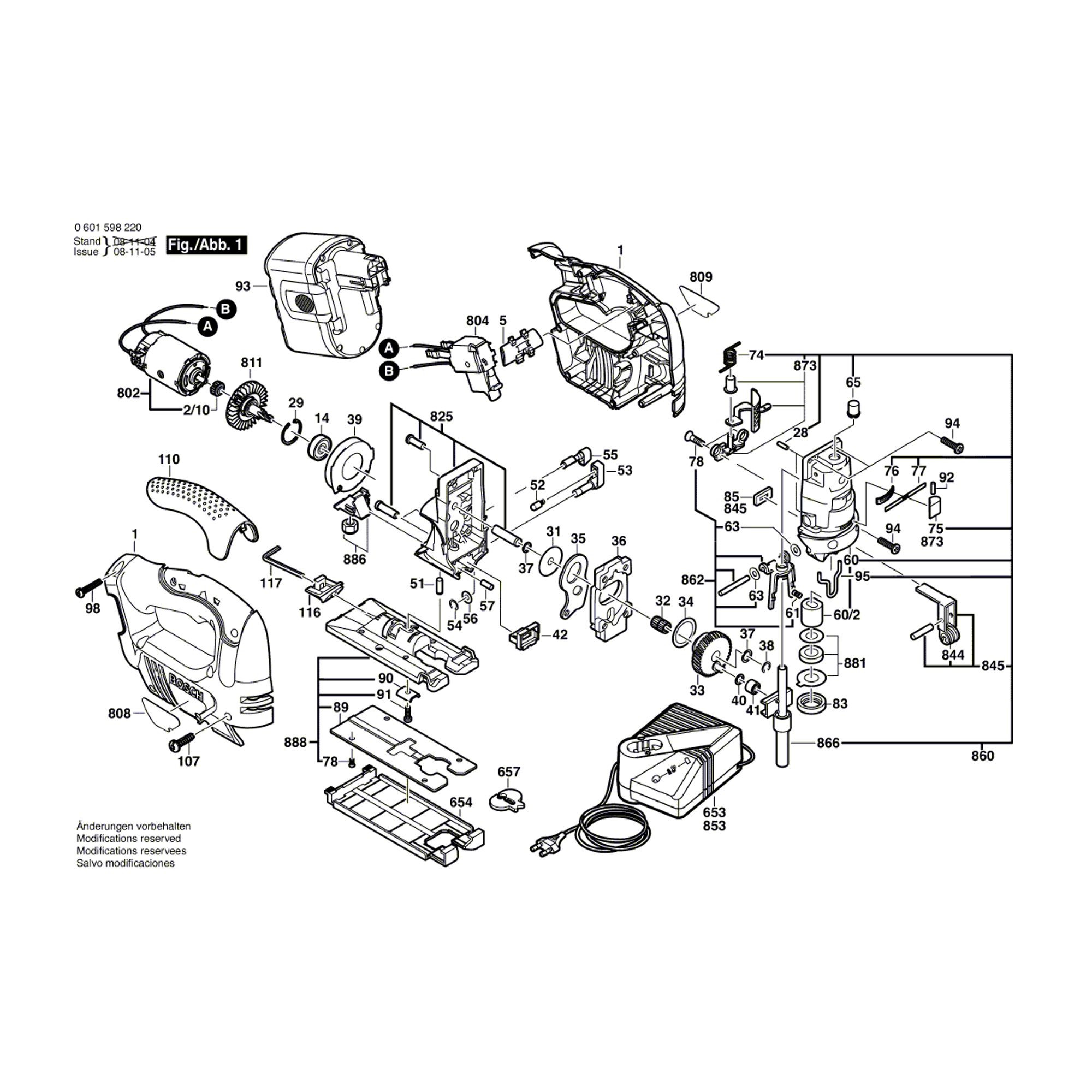 Vue éclatée Bosch GST18V 3601E98300 #01