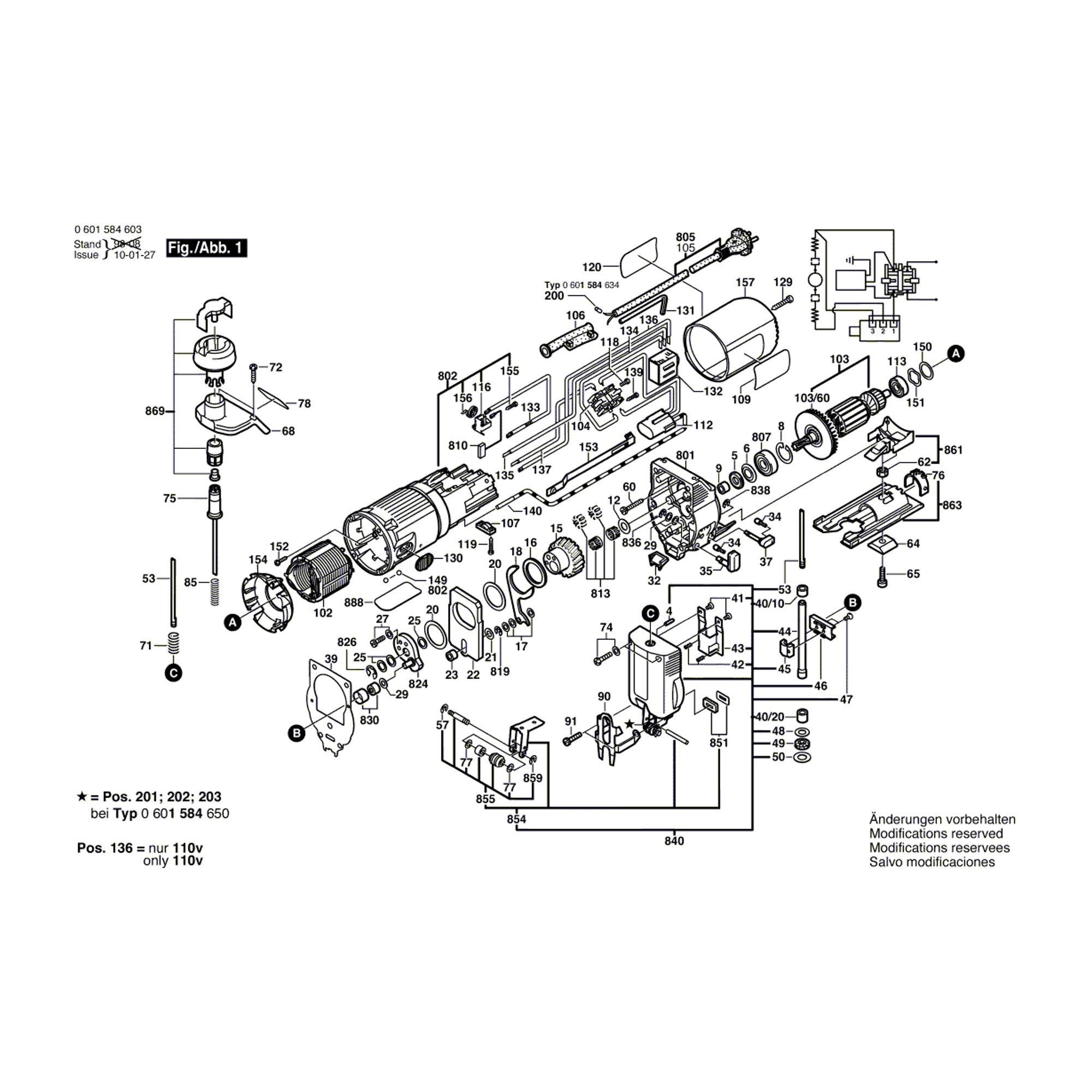 Vue éclatée Bosch GST500PE 0601584A03 #01
