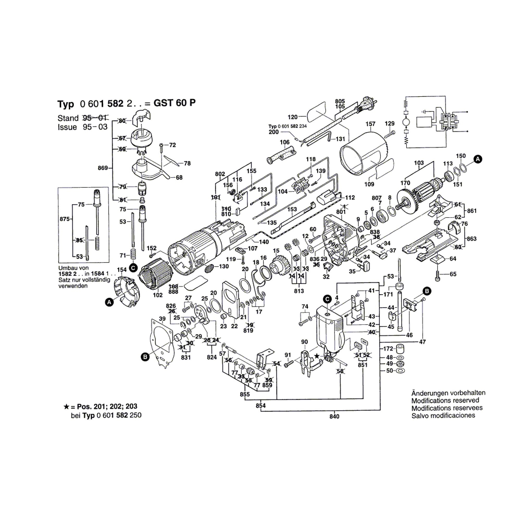 Vue éclatée Bosch GST60P 0601582203 #01