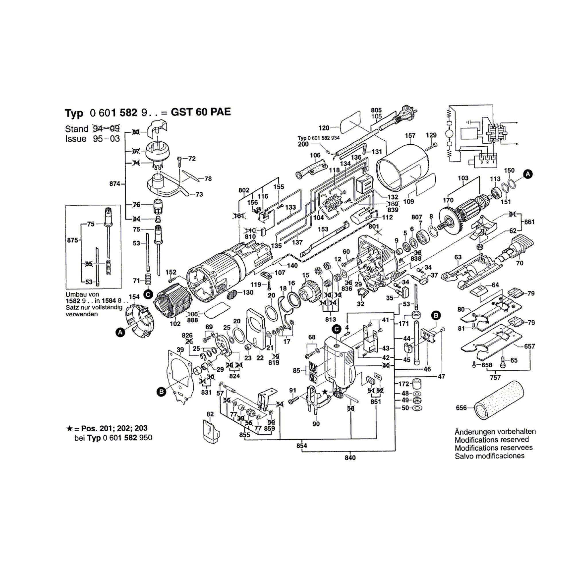 Vue éclatée Bosch GST60PAE 0601582903 #01