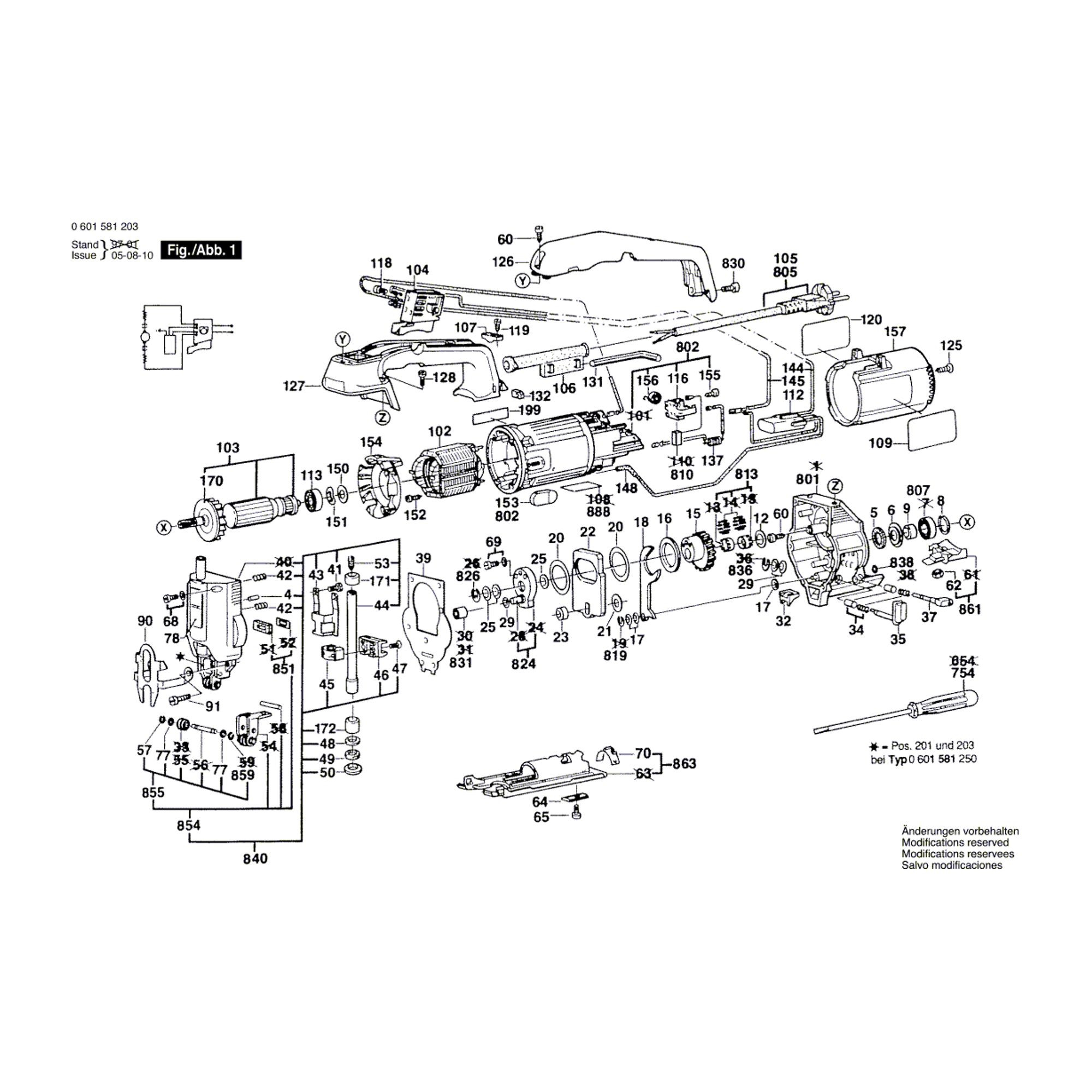 Vue éclatée Bosch GST60PB 0601581260 #01