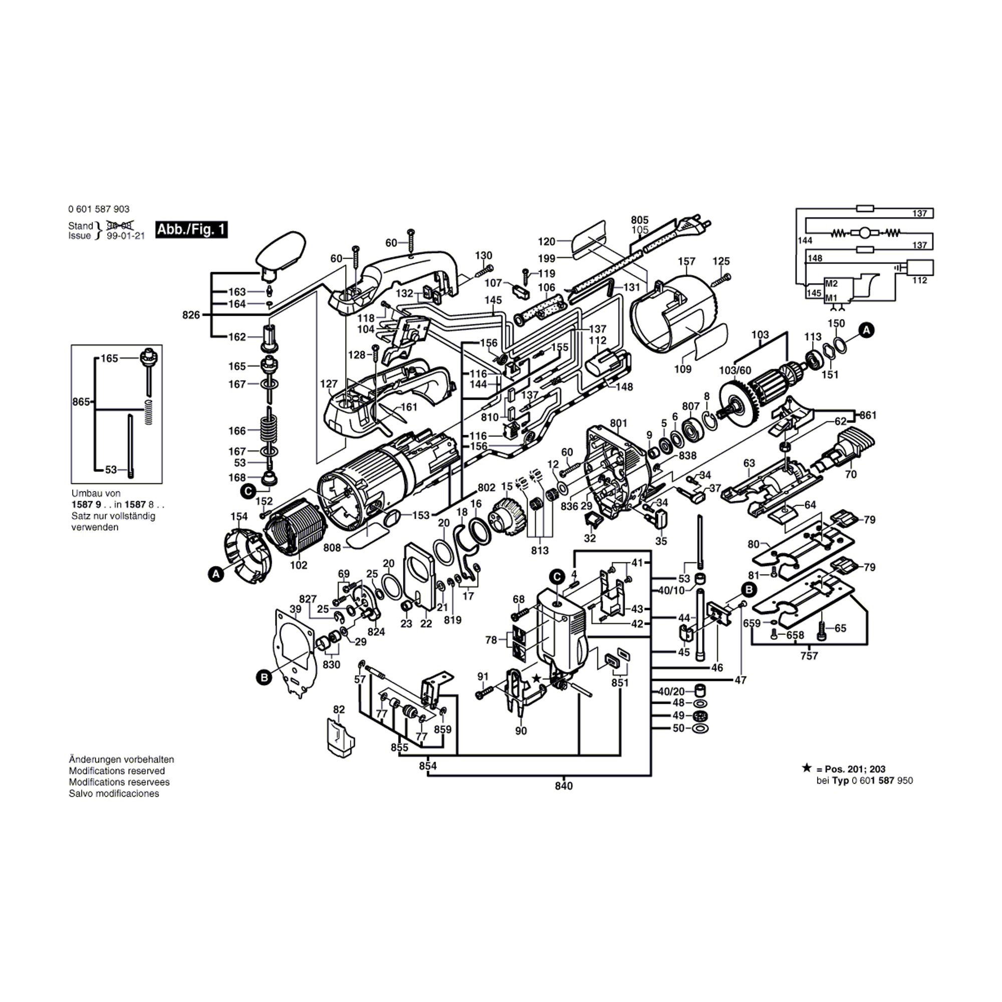 Vue éclatée Bosch GST60PBAE 0601587903 #01