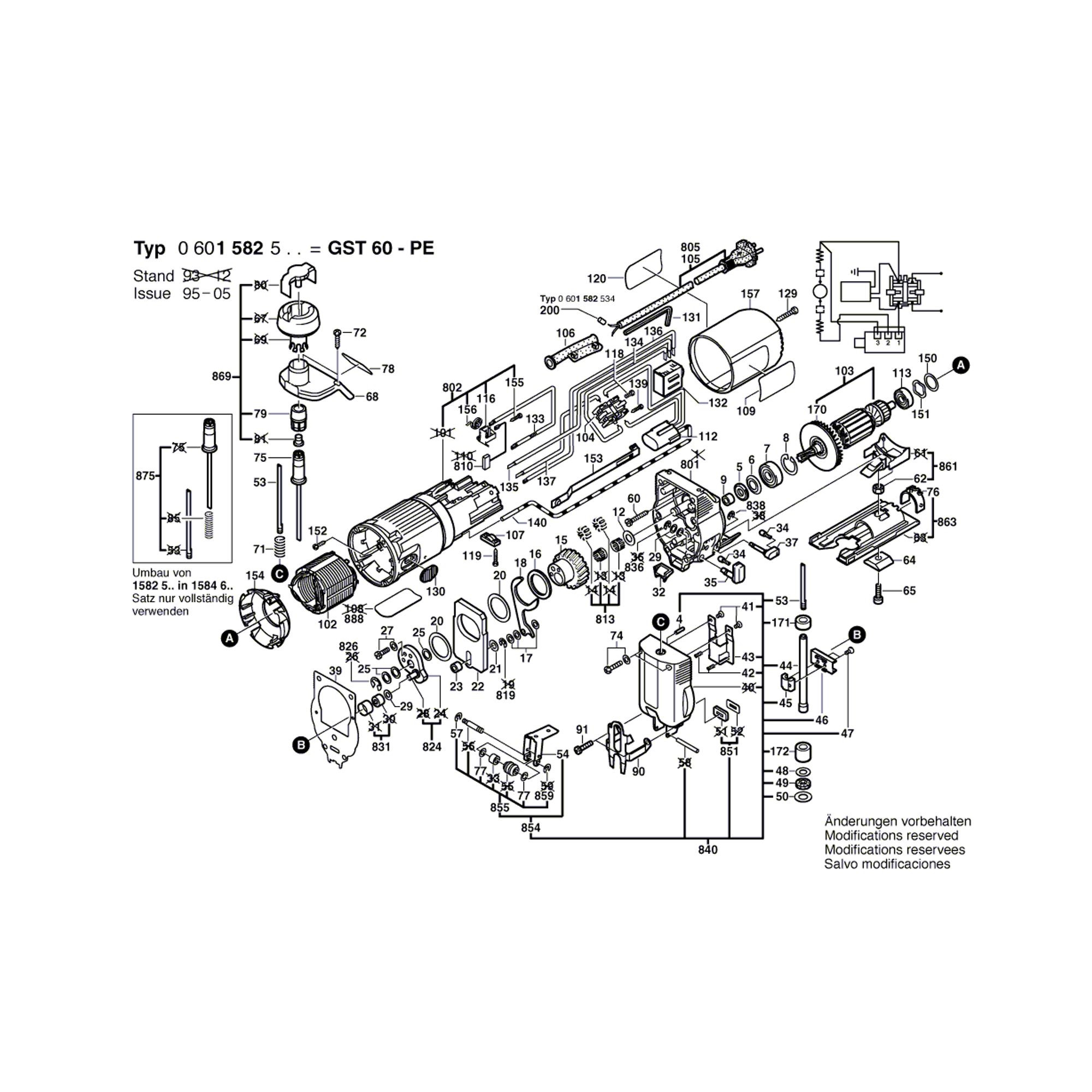 Vue éclatée Bosch GST60PE 0601582503 #01