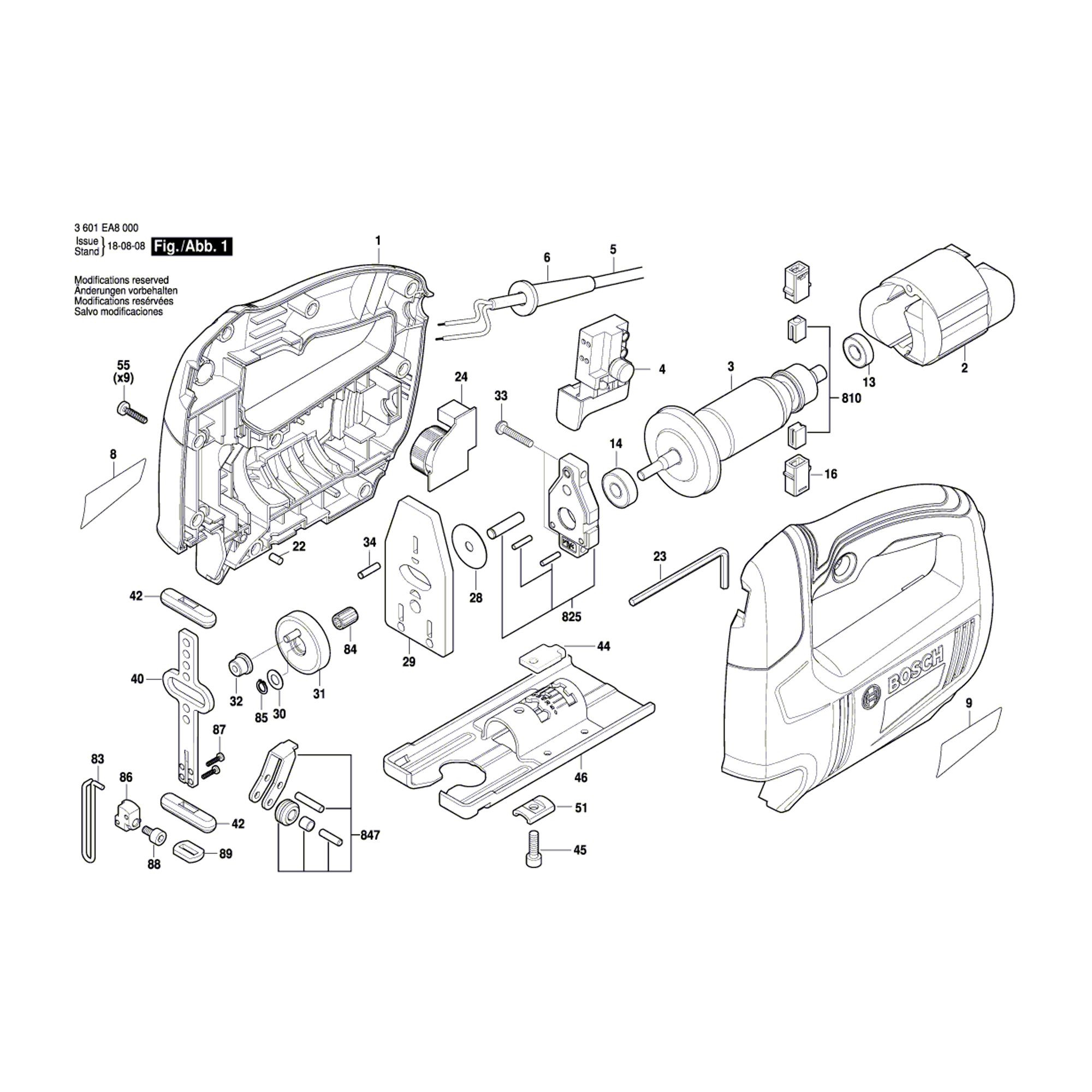 Vue éclatée Bosch GST650 3601EA8000 #01