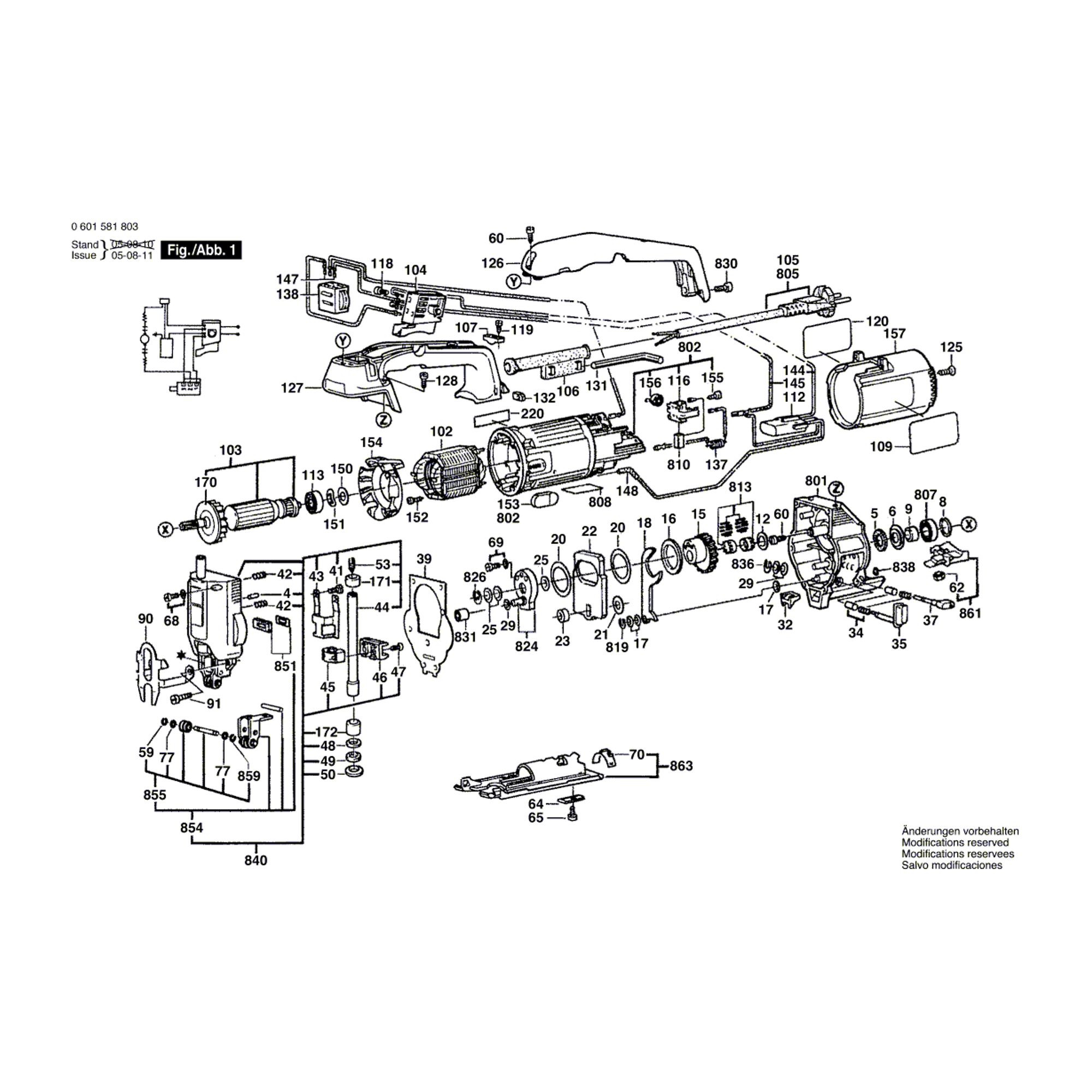 Vue éclatée Bosch GST80PBE 0601581803 #01