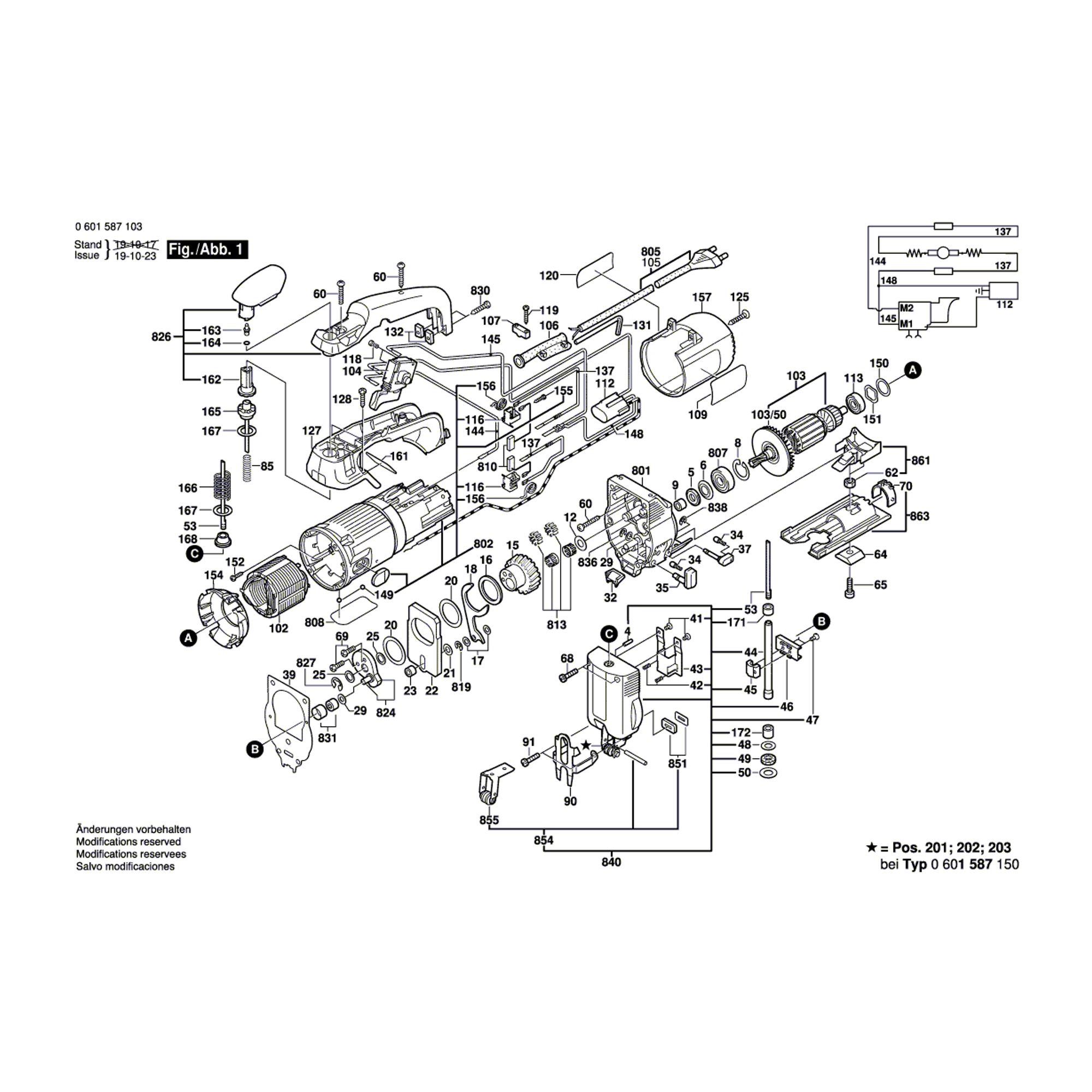 Vue éclatée Bosch GST85PB 0601587103 #01