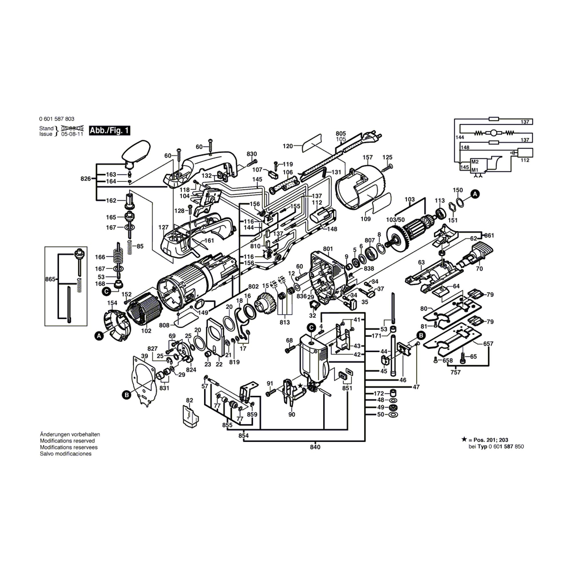 Vue éclatée Bosch GST85PBAE 0601587803 #01