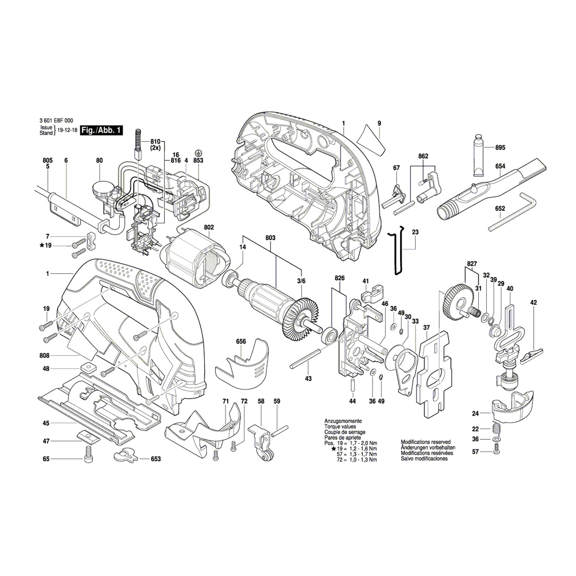Vue éclatée Bosch GST90BE 3601E8F000 #01