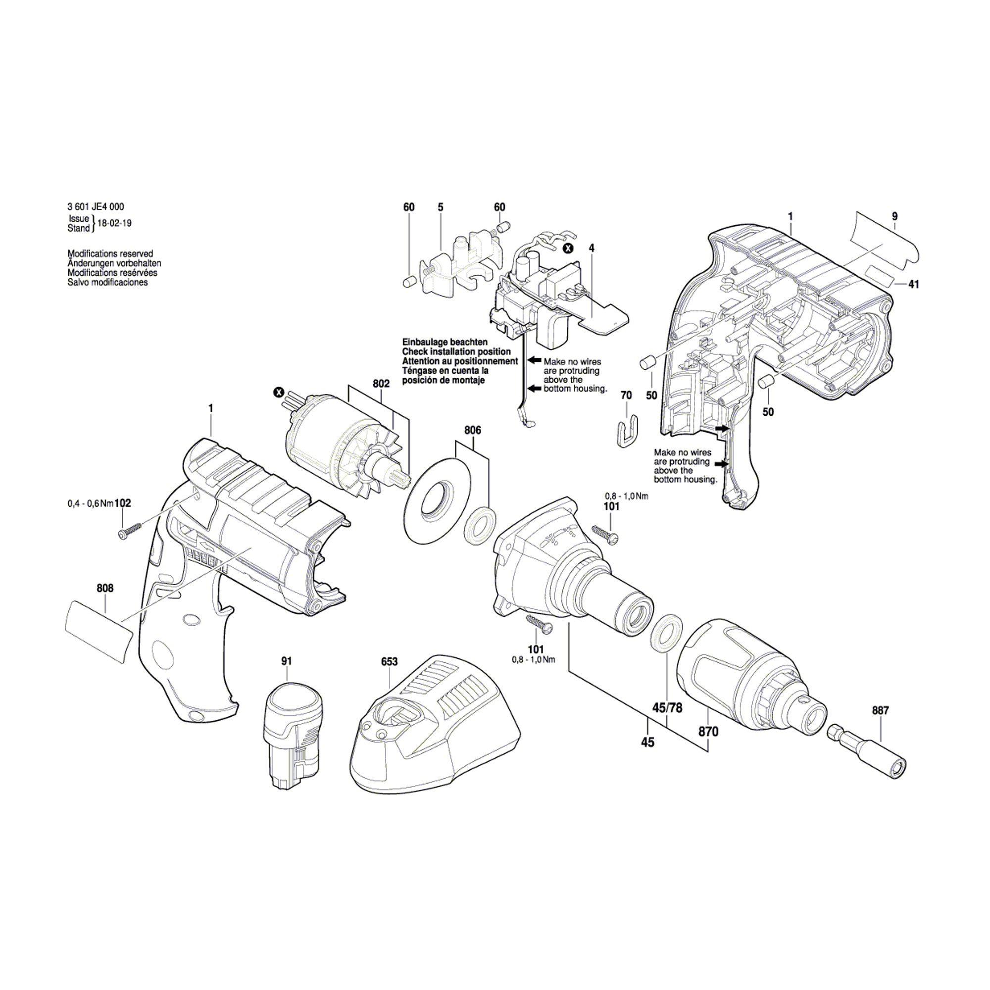 Pièces détachées Visseuse sans fil BOSCH GTB 12V-11 3601JE4001 - Pièces  détachées BOSCH - Pièces détachées