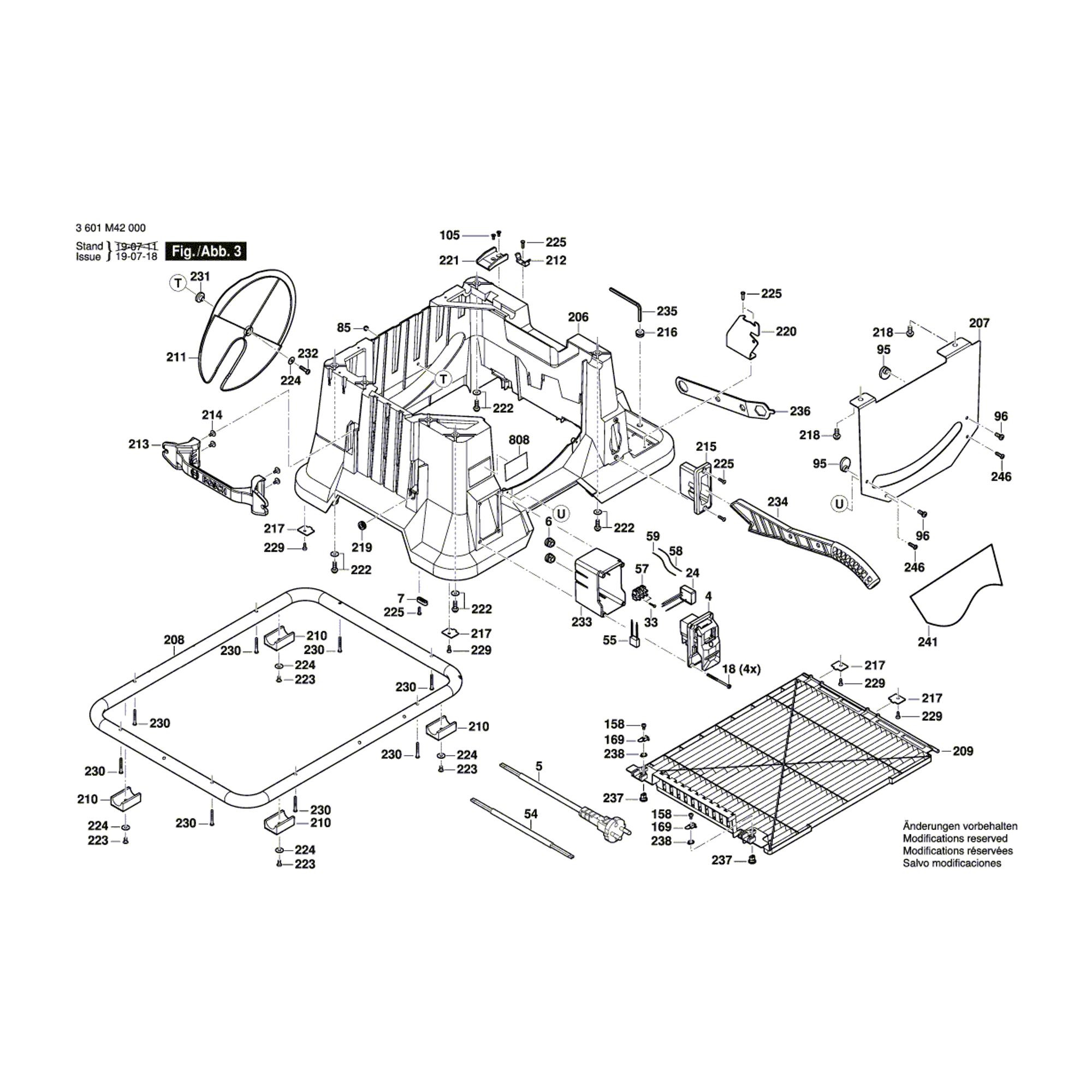 Pièces détachées Scie circul a table BOSCH GTS 635-216 3601M42000 - Pièces  détachées BOSCH - Pièces détachées