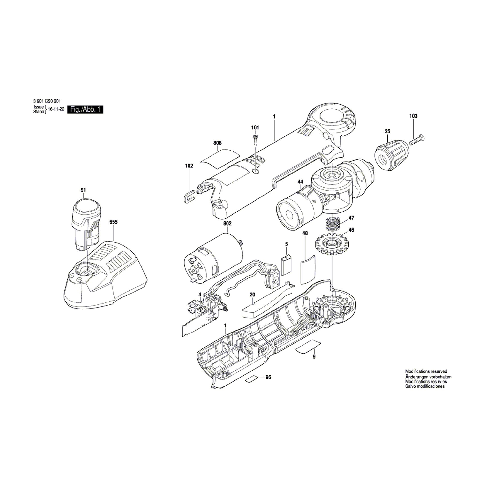 Vue éclatée Bosch GWB10,8B-LI 3601C90901 #01
