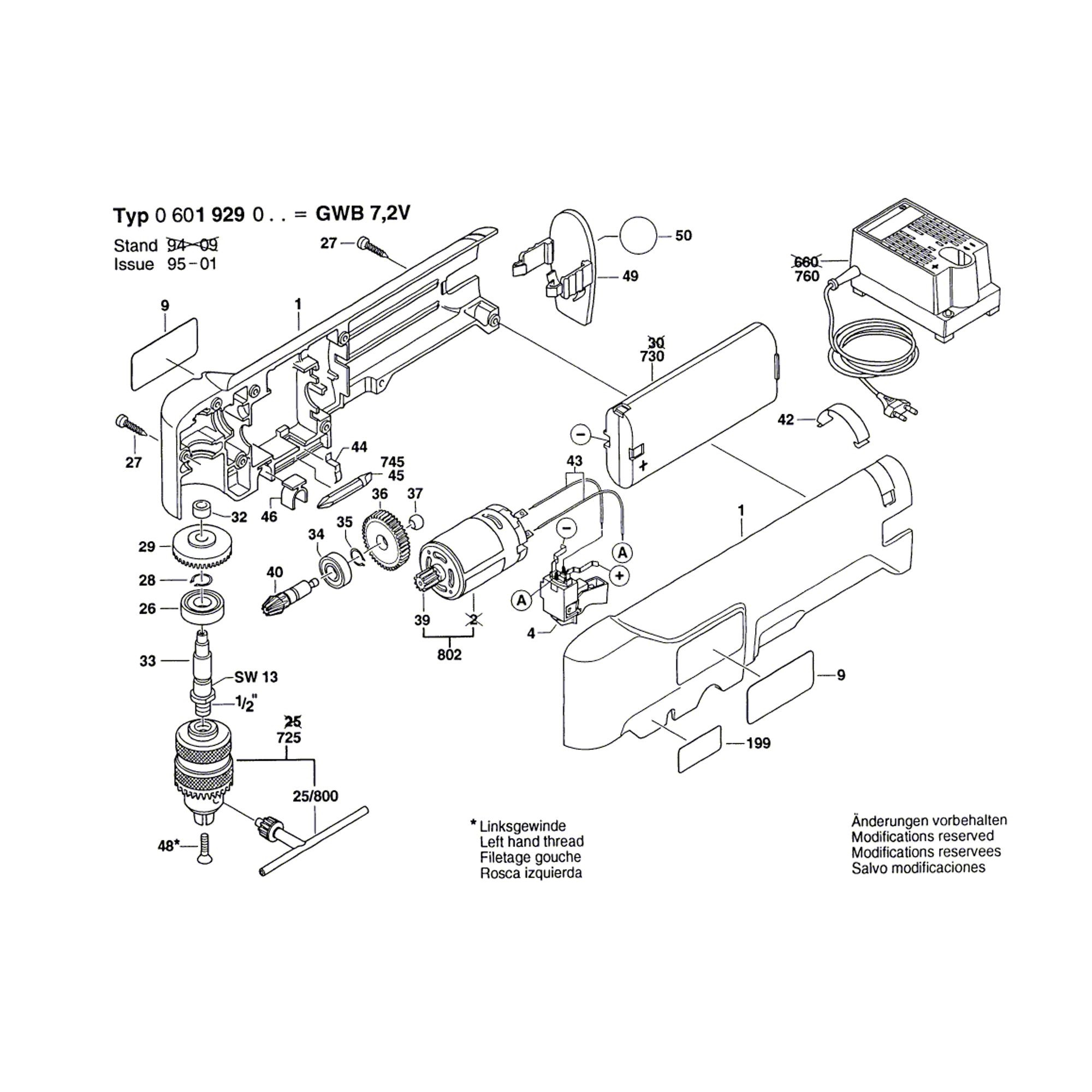 Vue éclatée Bosch GWB7,2V 0601929023 #01