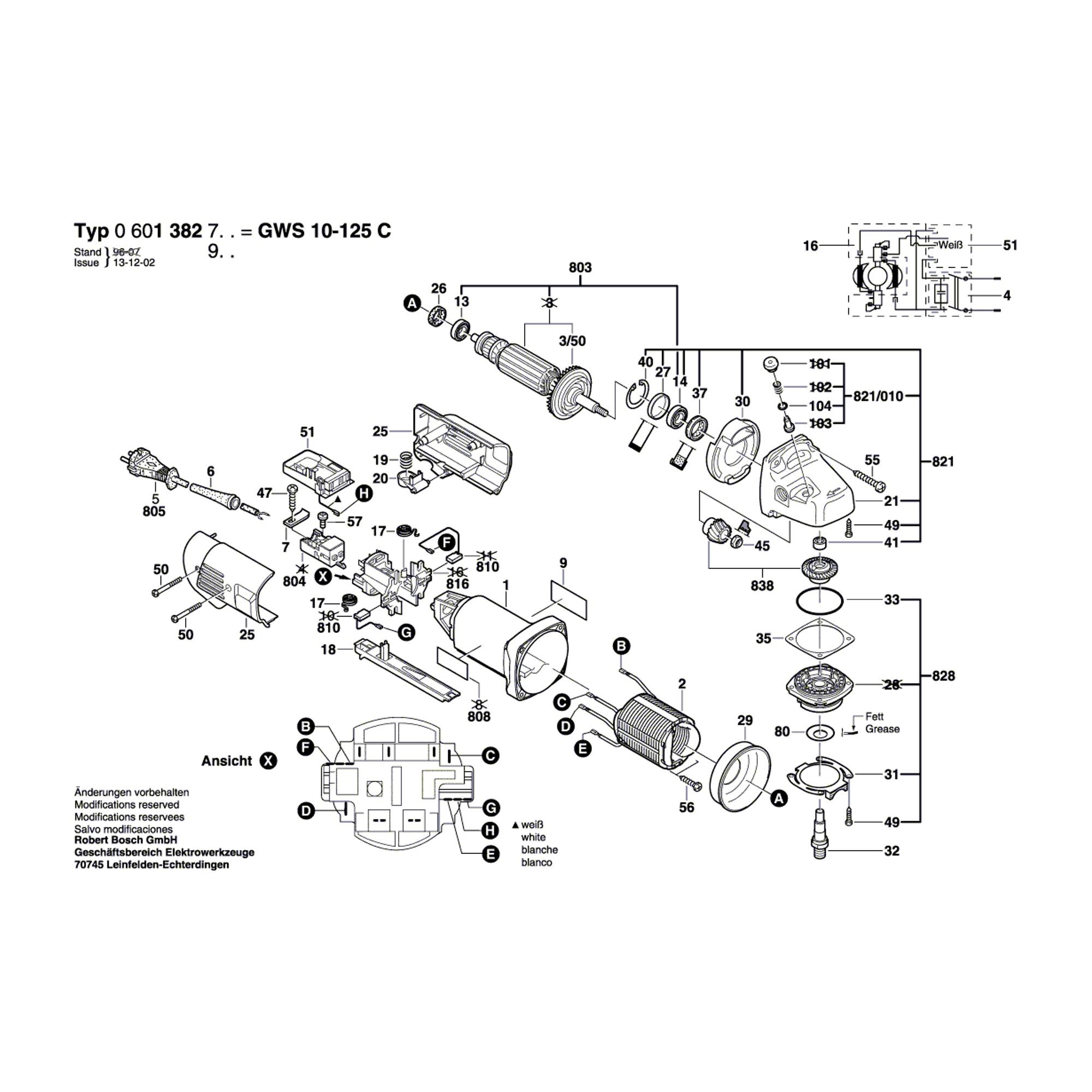 Vue éclatée Bosch GWS10-125C 0601382903 #01