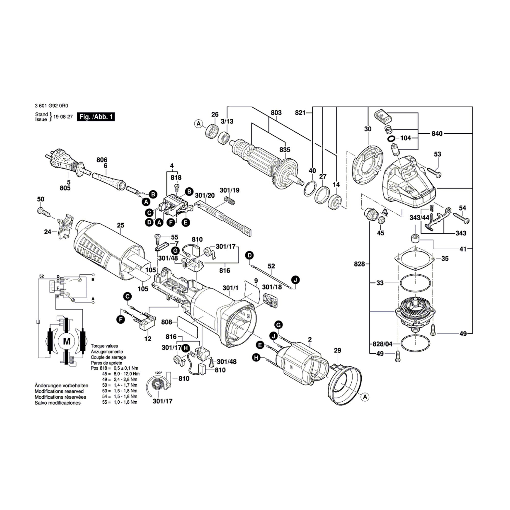 Vue éclatée Bosch GWS11-125 3601G920R0 #01
