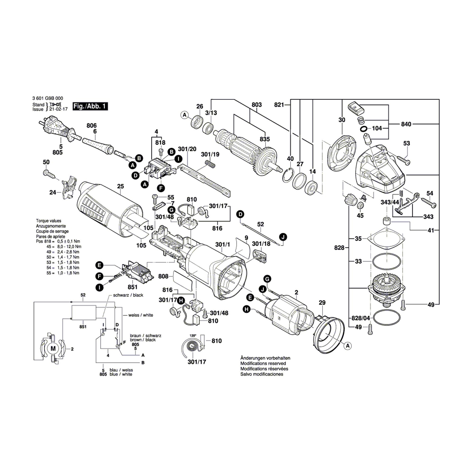 Vue éclatée Bosch GWS11-125 3601G9D000 #01