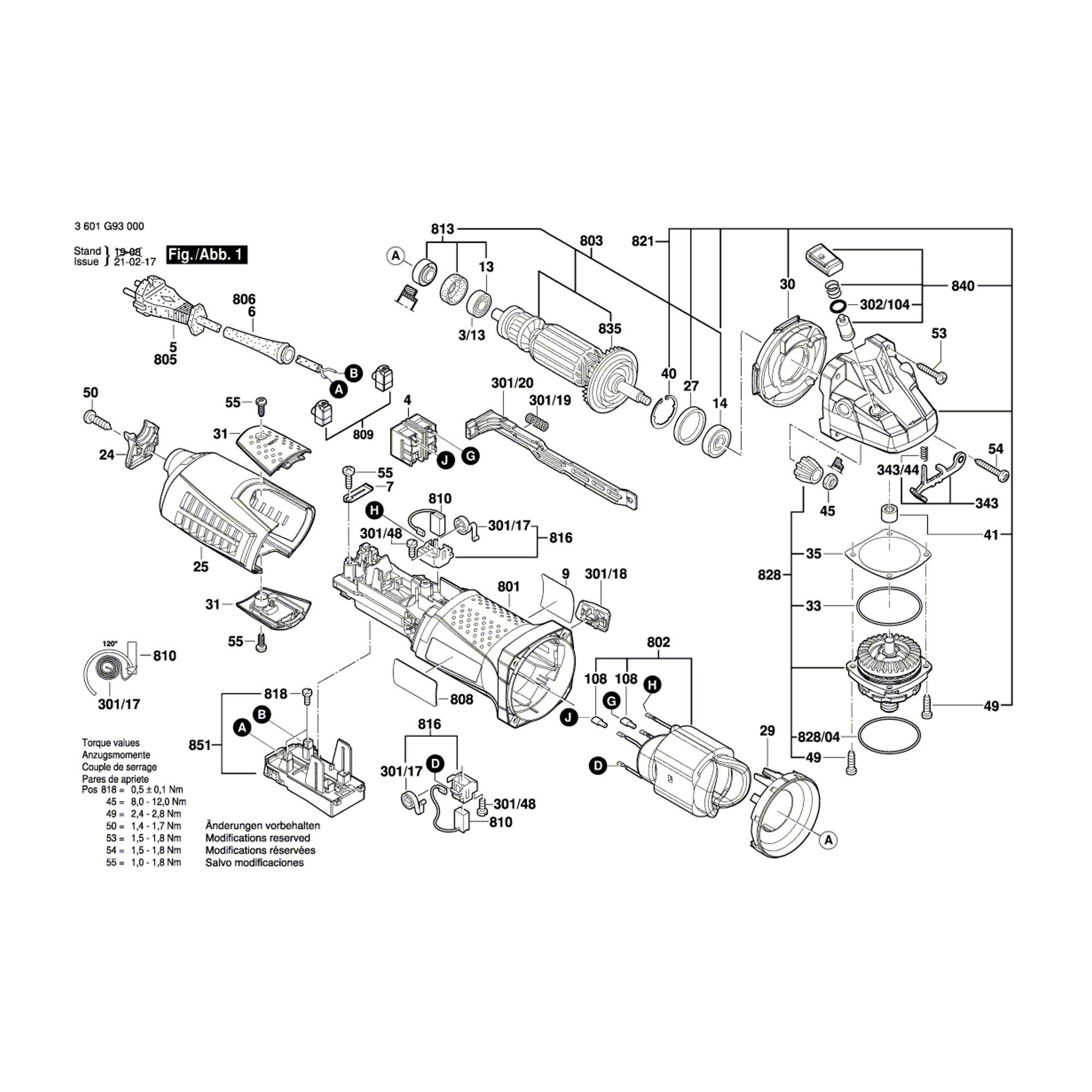 Vue éclatée Bosch GWS12-125 3601G93000 #01