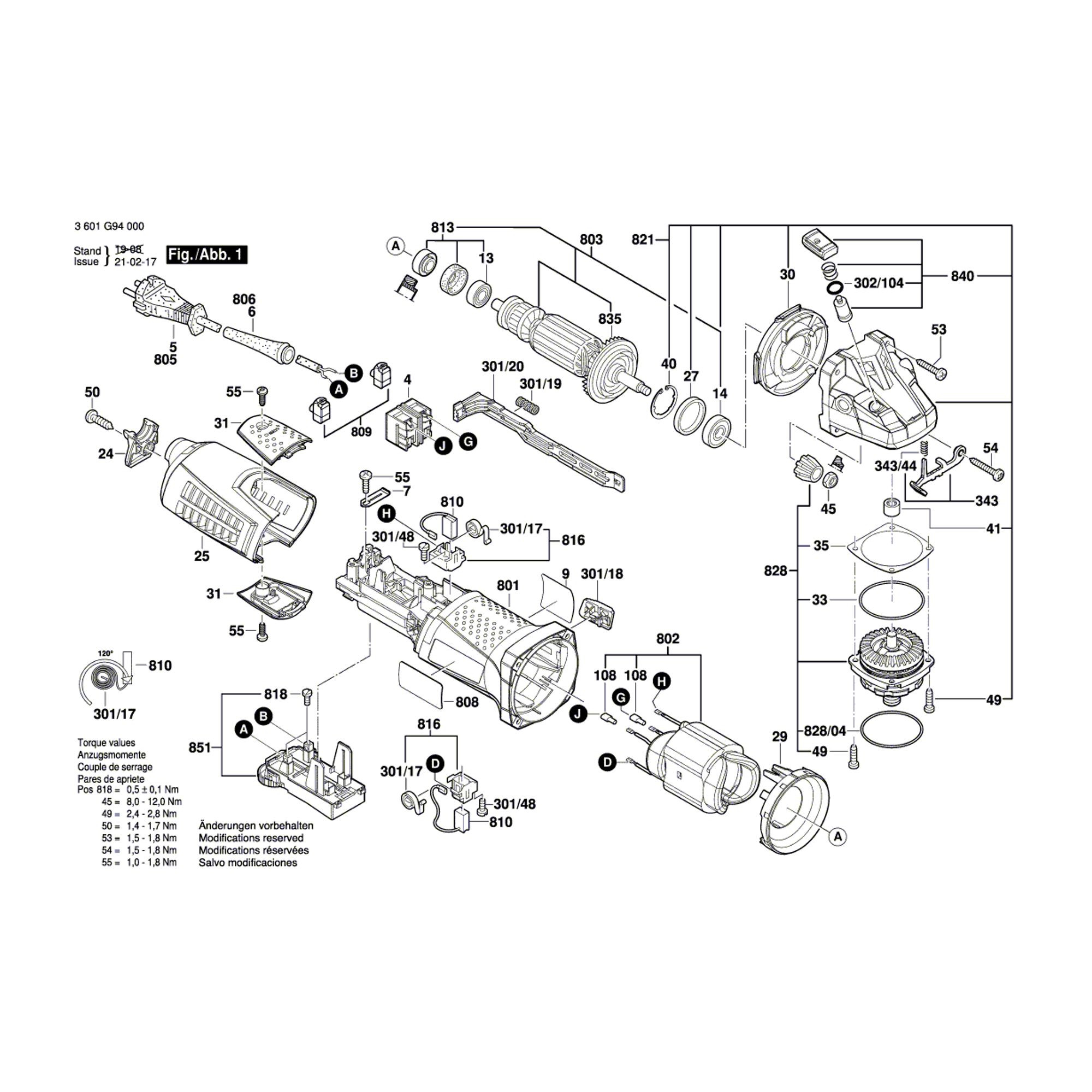 Vue éclatée Bosch GWS12-125CIE 3601G94000 #01