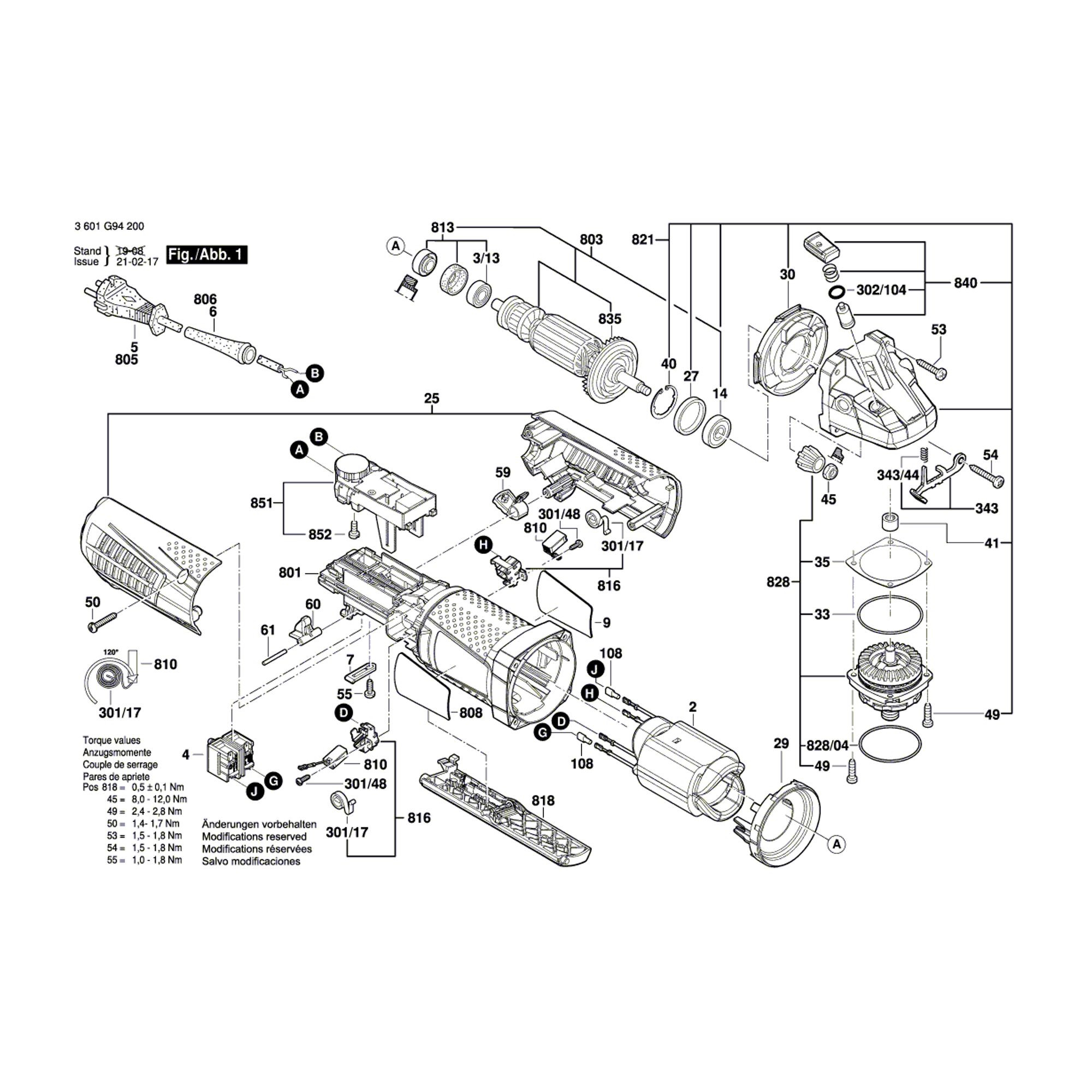 Vue éclatée Bosch GWS12-125CIEP 3601G94200 #01