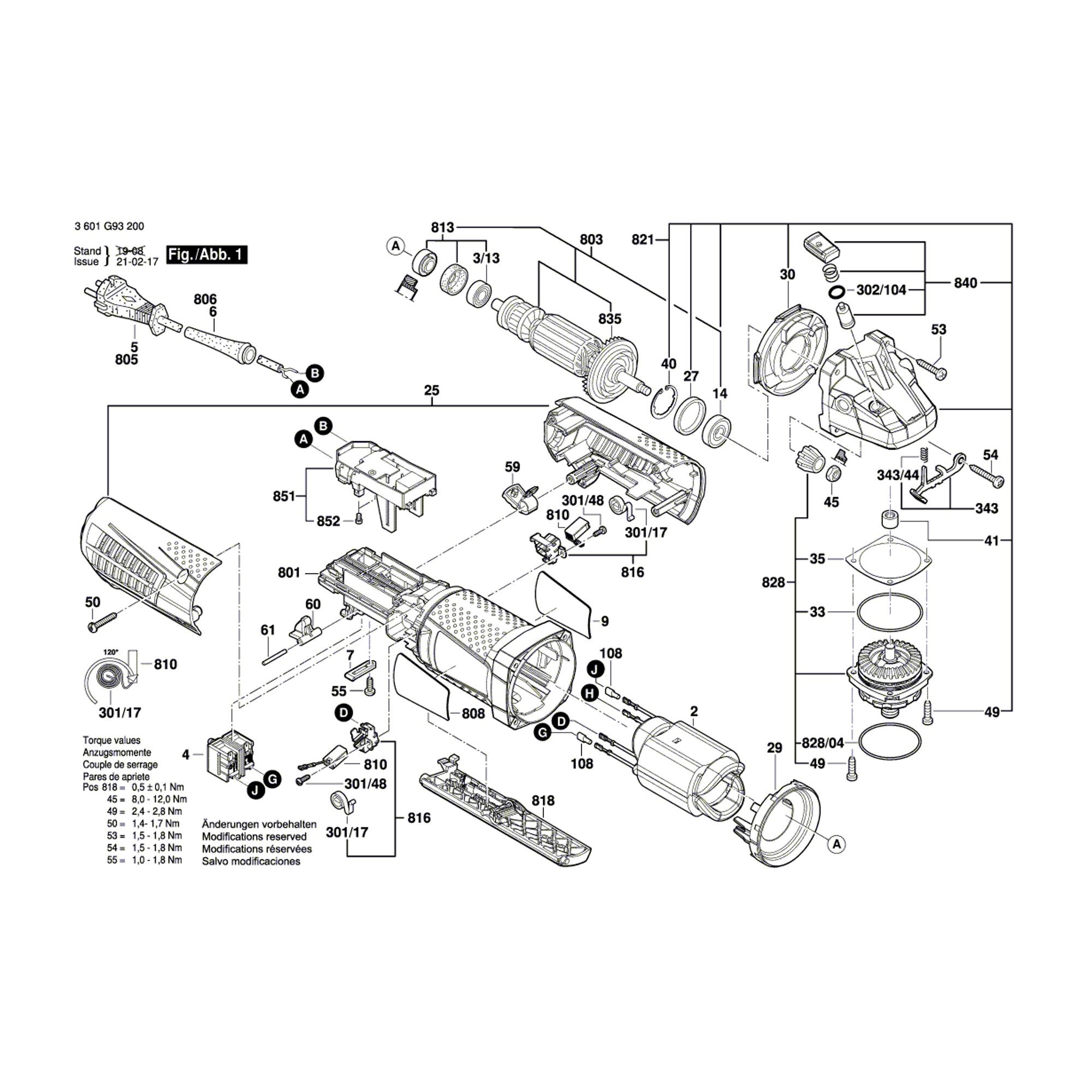 Vue éclatée Bosch GWS12-125CIP 3601G93200 #01