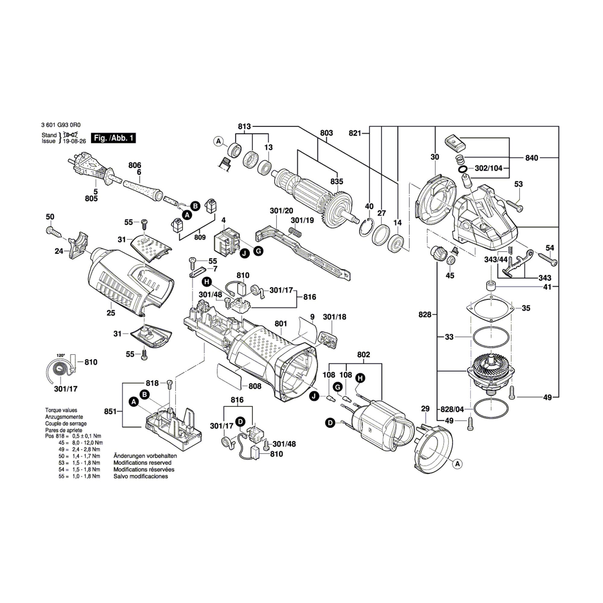 Vue éclatée Bosch GWS13-125CI 3601G930R0 #01