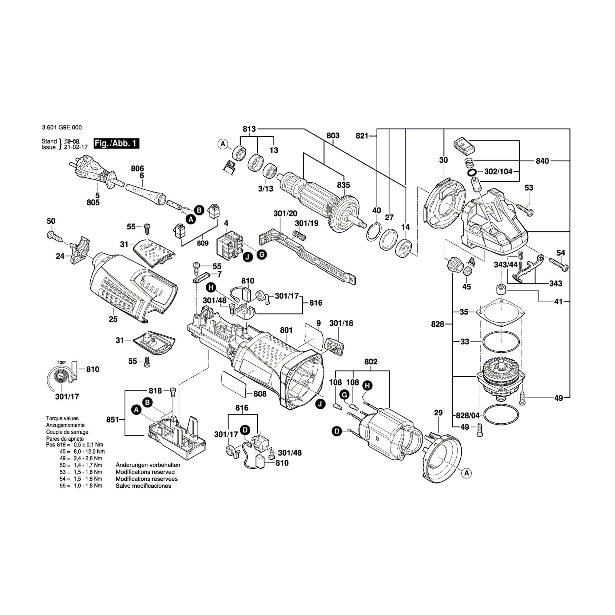 Vue éclatée Bosch GWS13-125CI 3601G9E000 #01